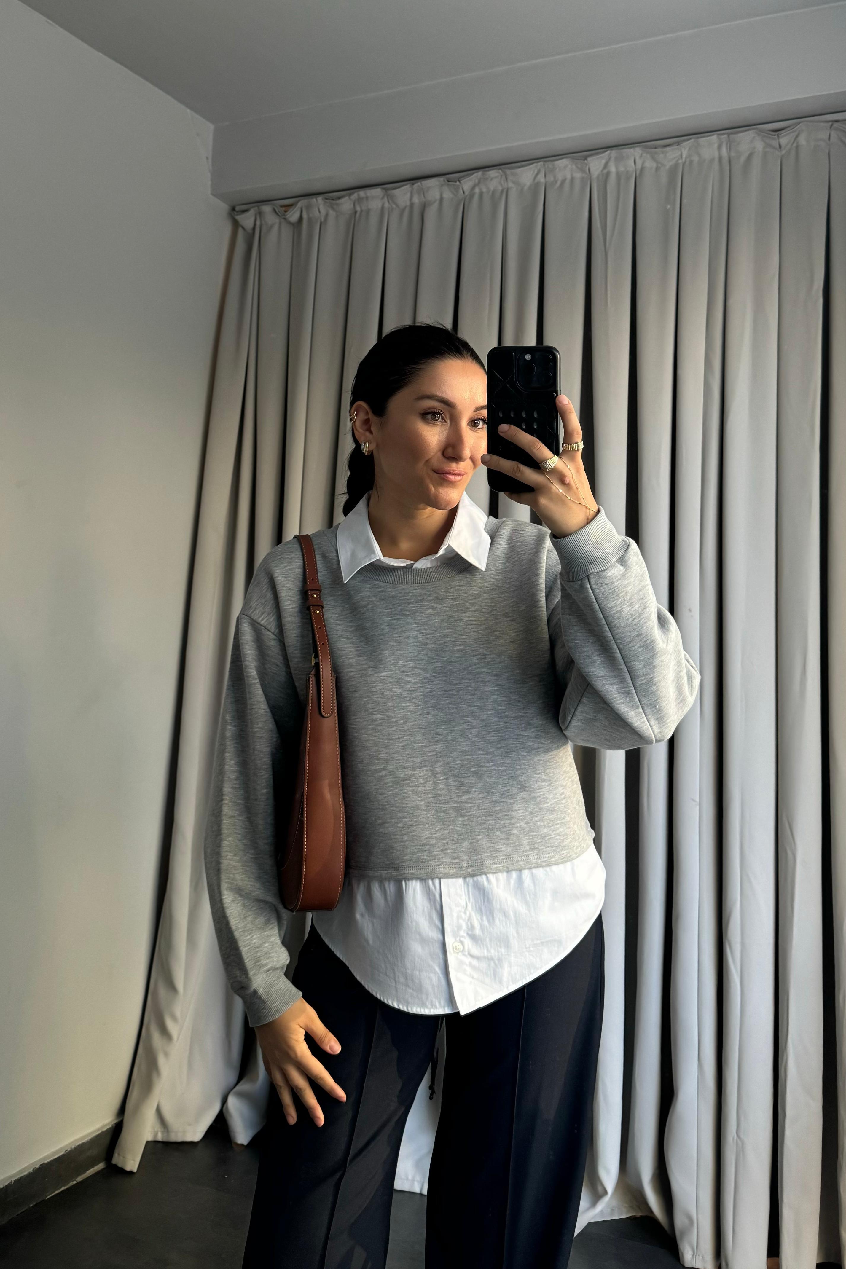 GÖMLEKLİ SWEATSHİRT