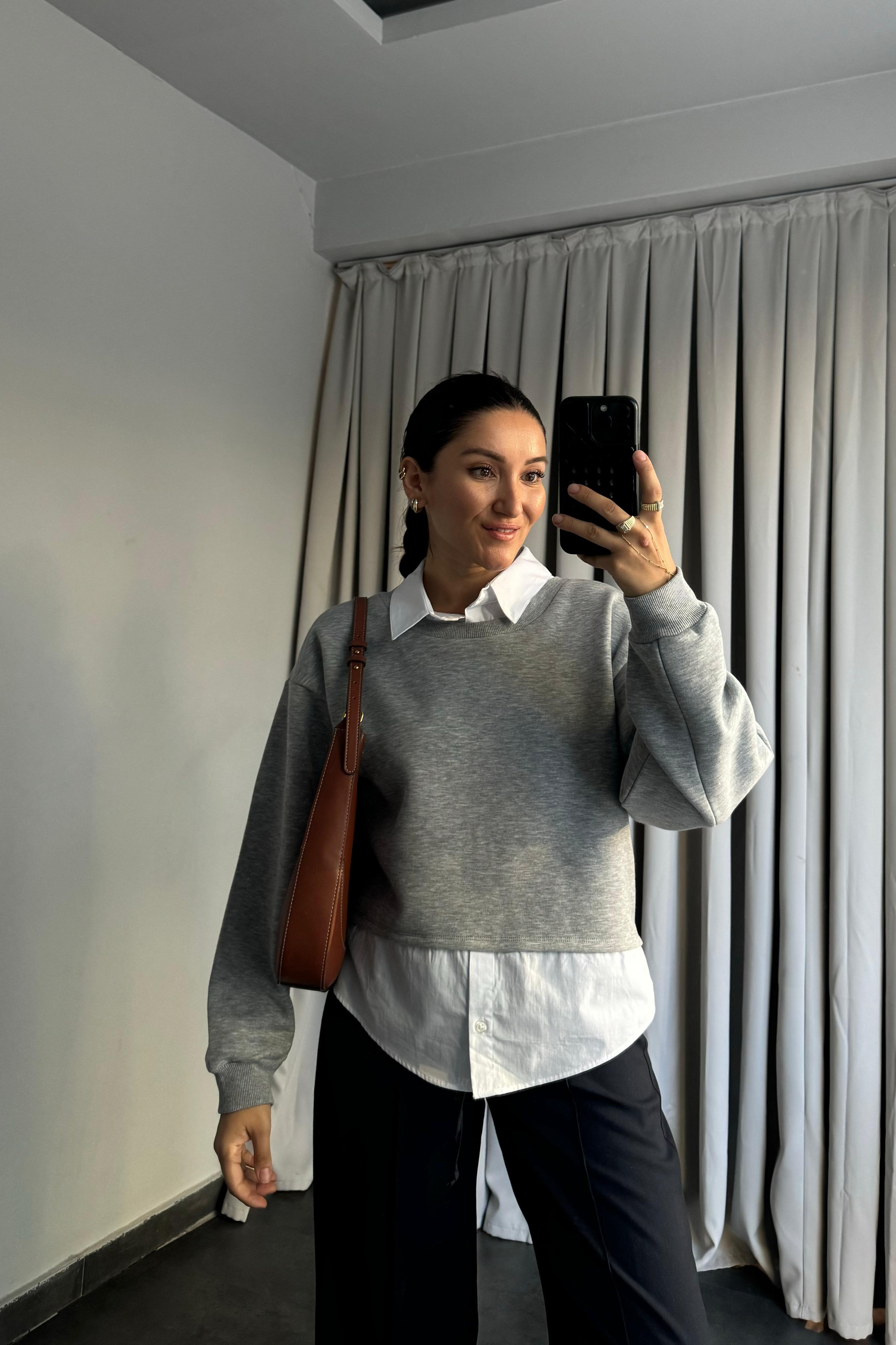 GÖMLEKLİ SWEATSHİRT