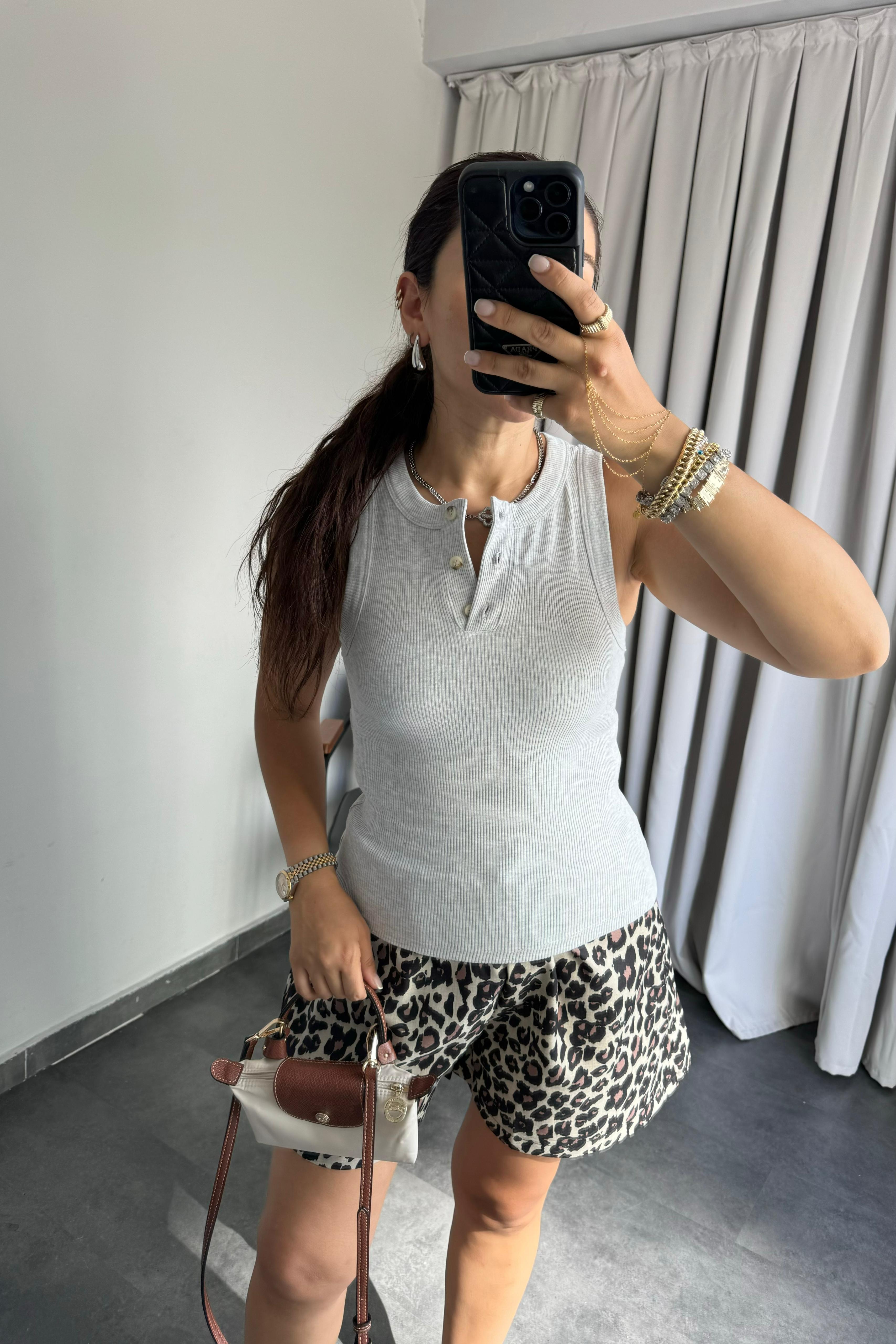 HALTER YAKA DÜĞMELİ ATLET/24083