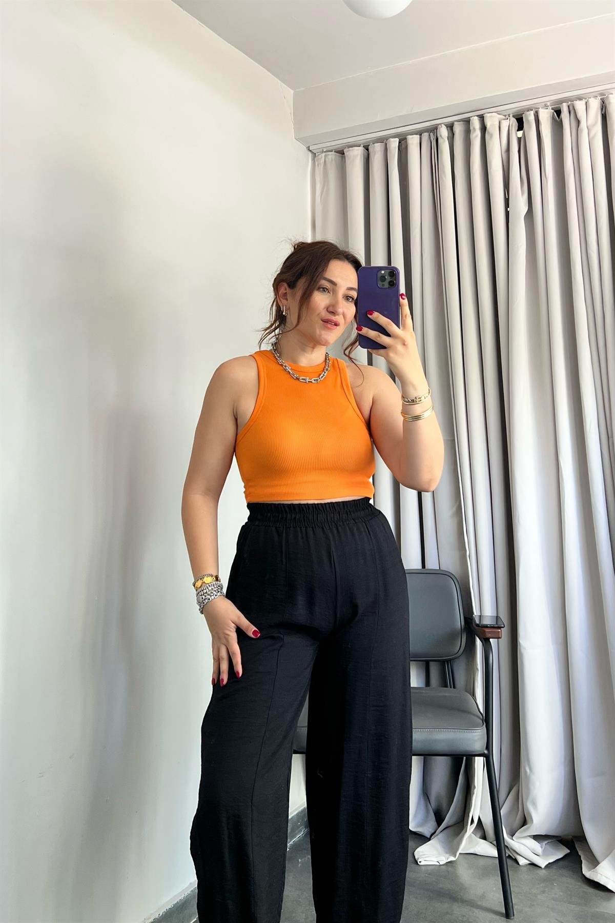 HALTER YAKA FİTİLLİ CROP