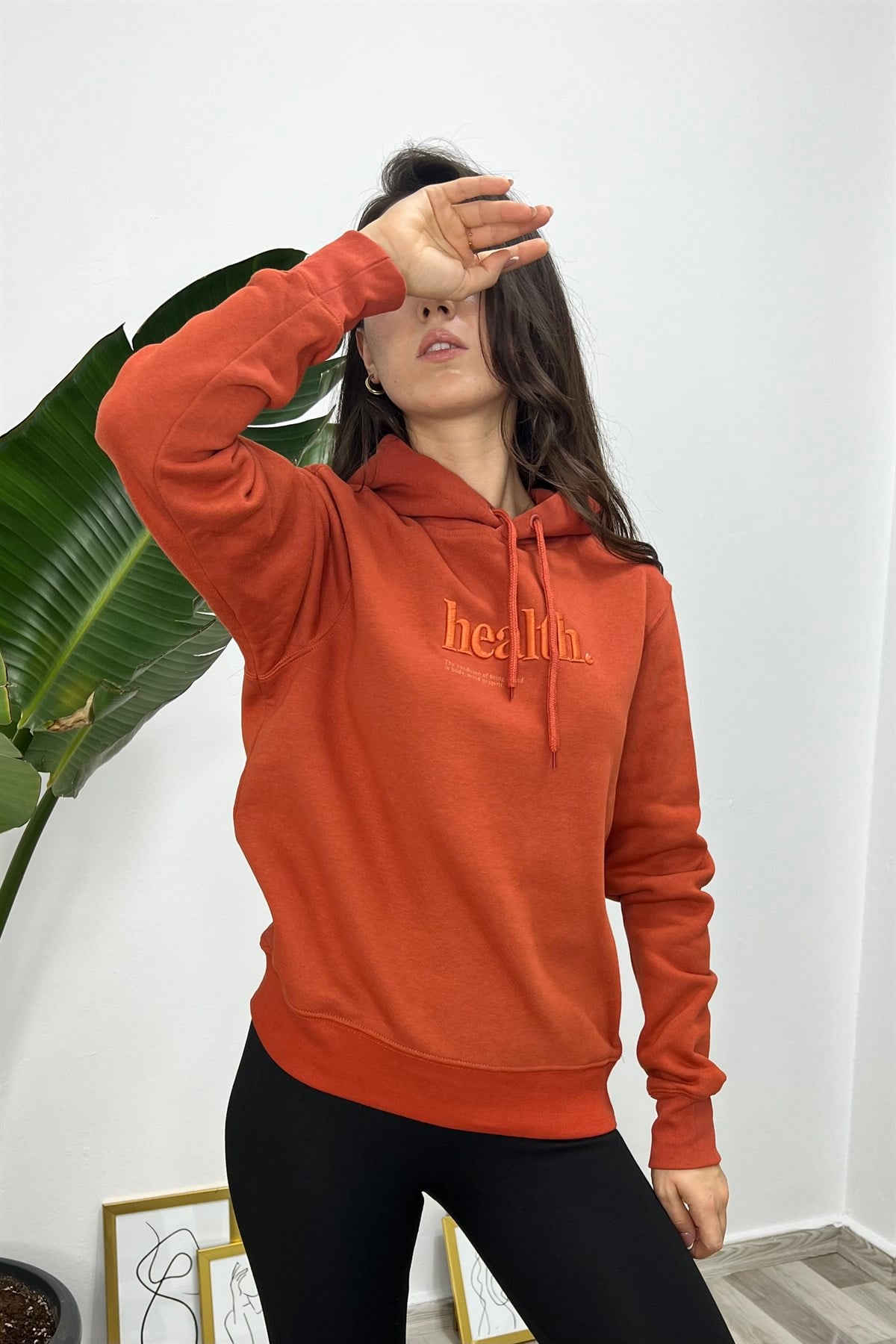 HEALTH BASKILI KAPÜŞONLU SWEATSHIRT