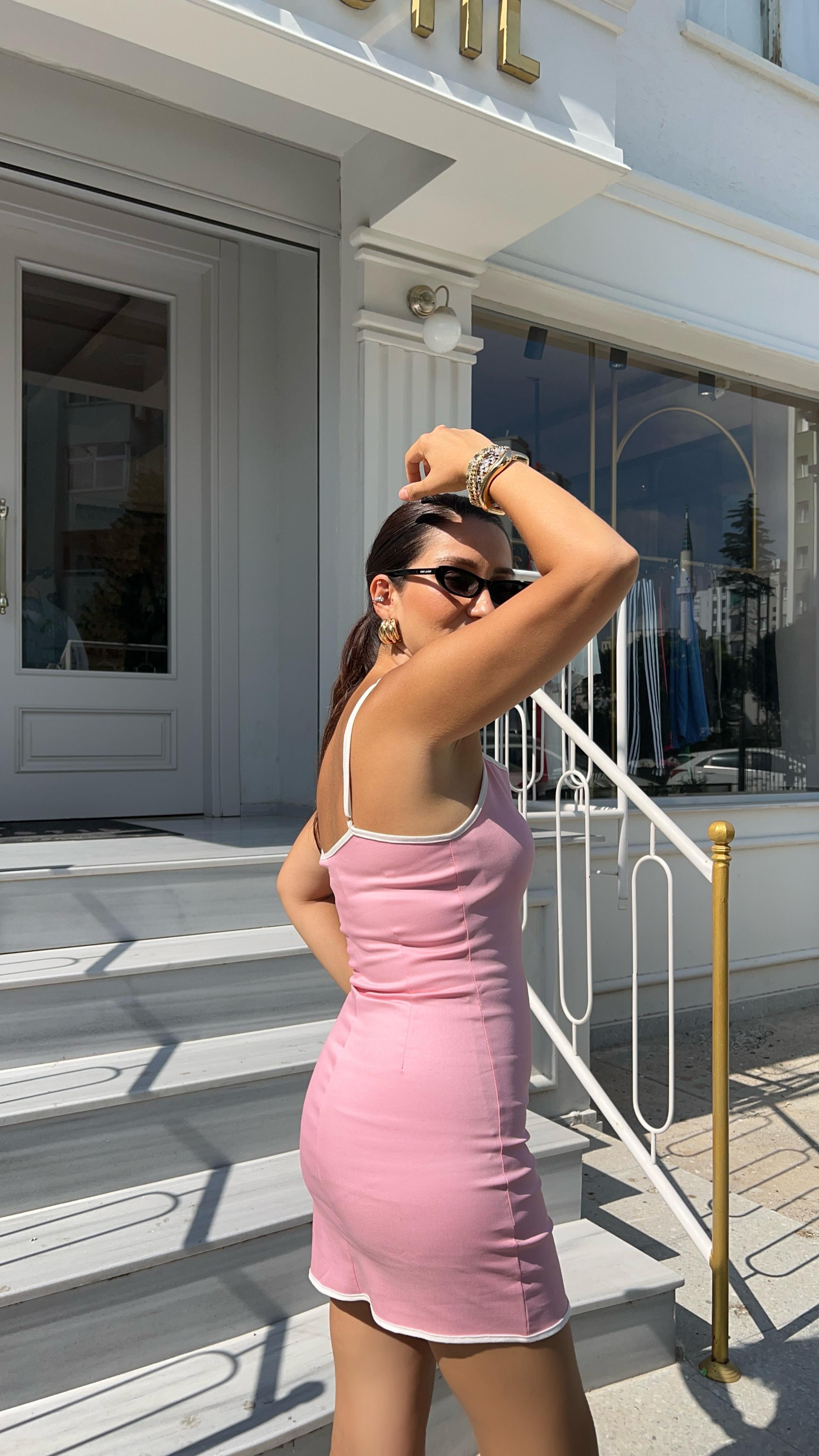 İNCE ASKILI BİYELİ MİNİ ELBİSE/298102