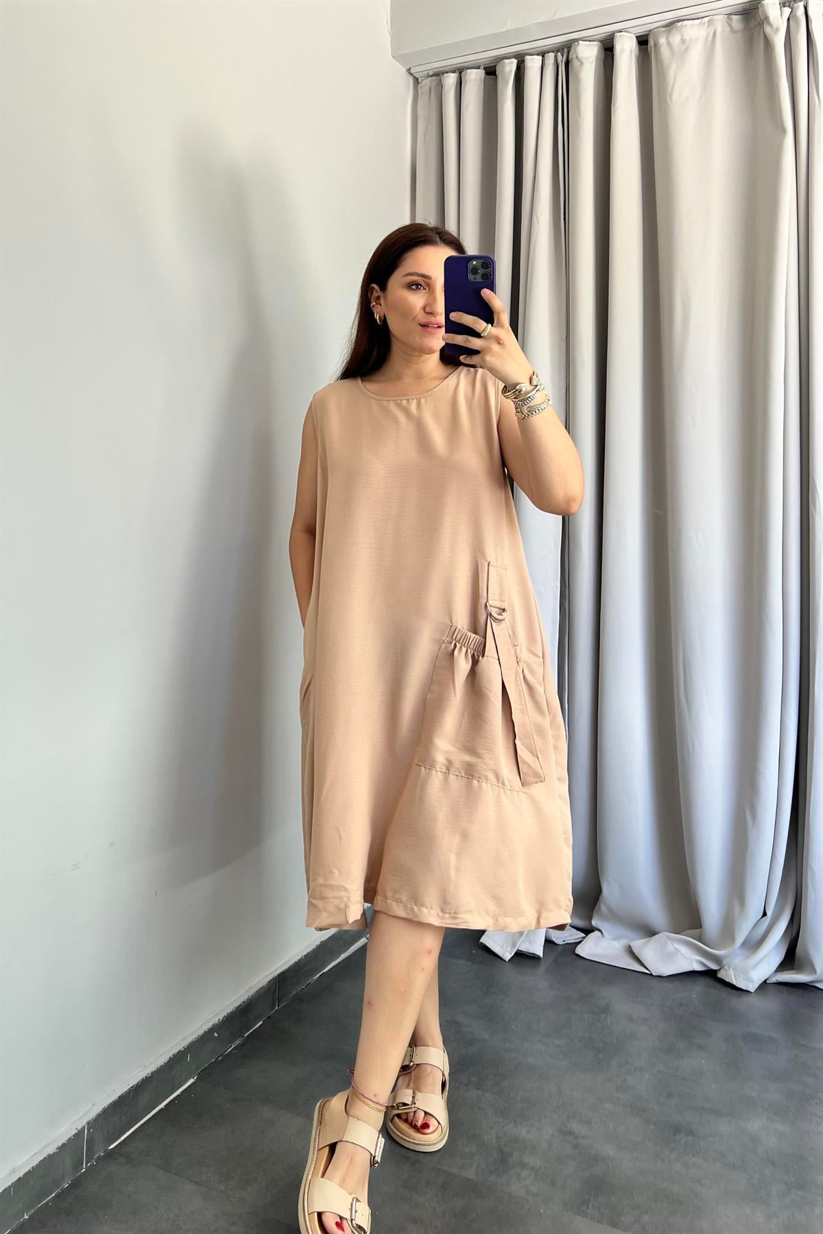 KALIN ASKILI CEP DETAYLI ÇAN ELBİSE/25994
