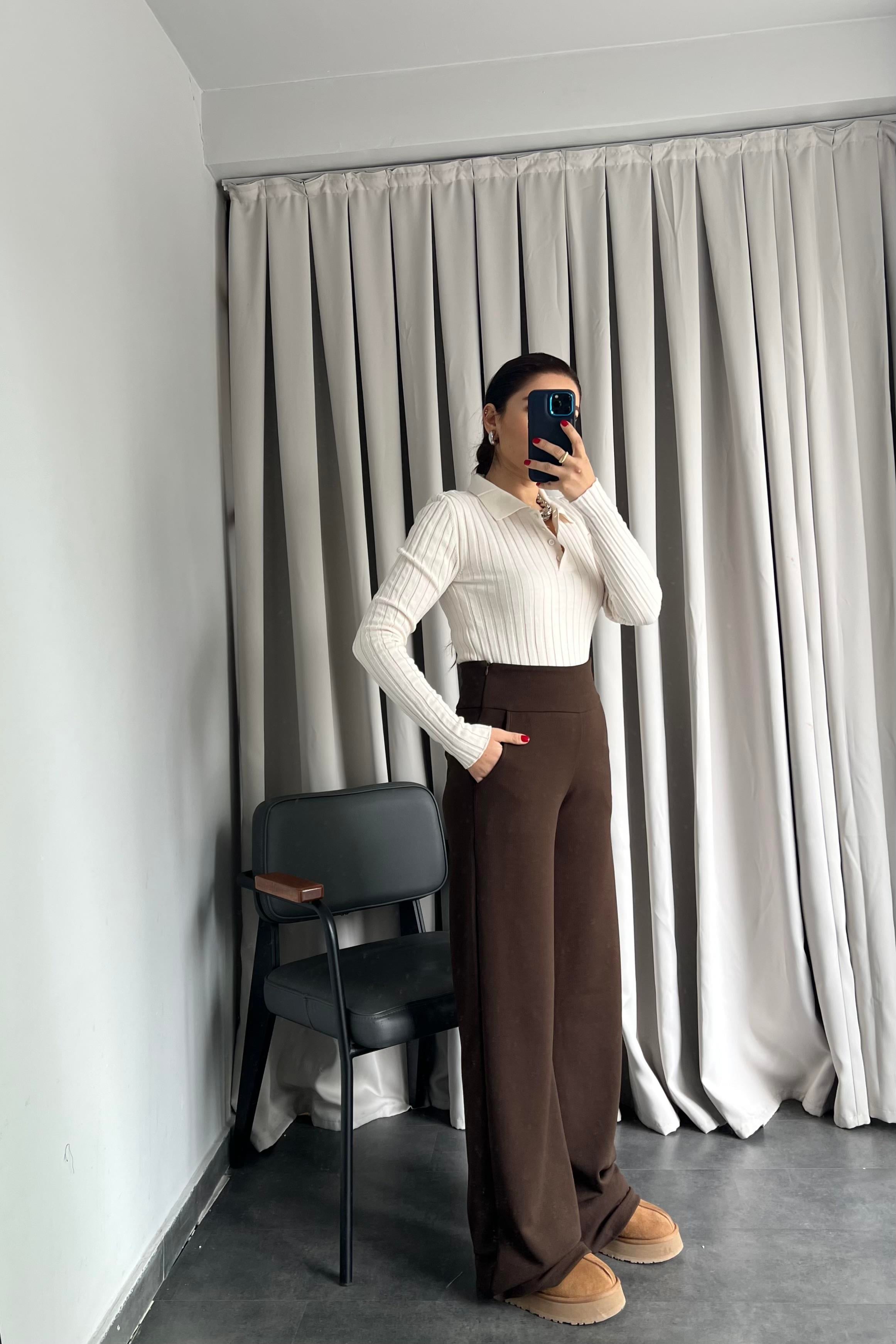 KALIN KEMERLİ YANI FERMUARLI PALAZZO PANTOLON/K013