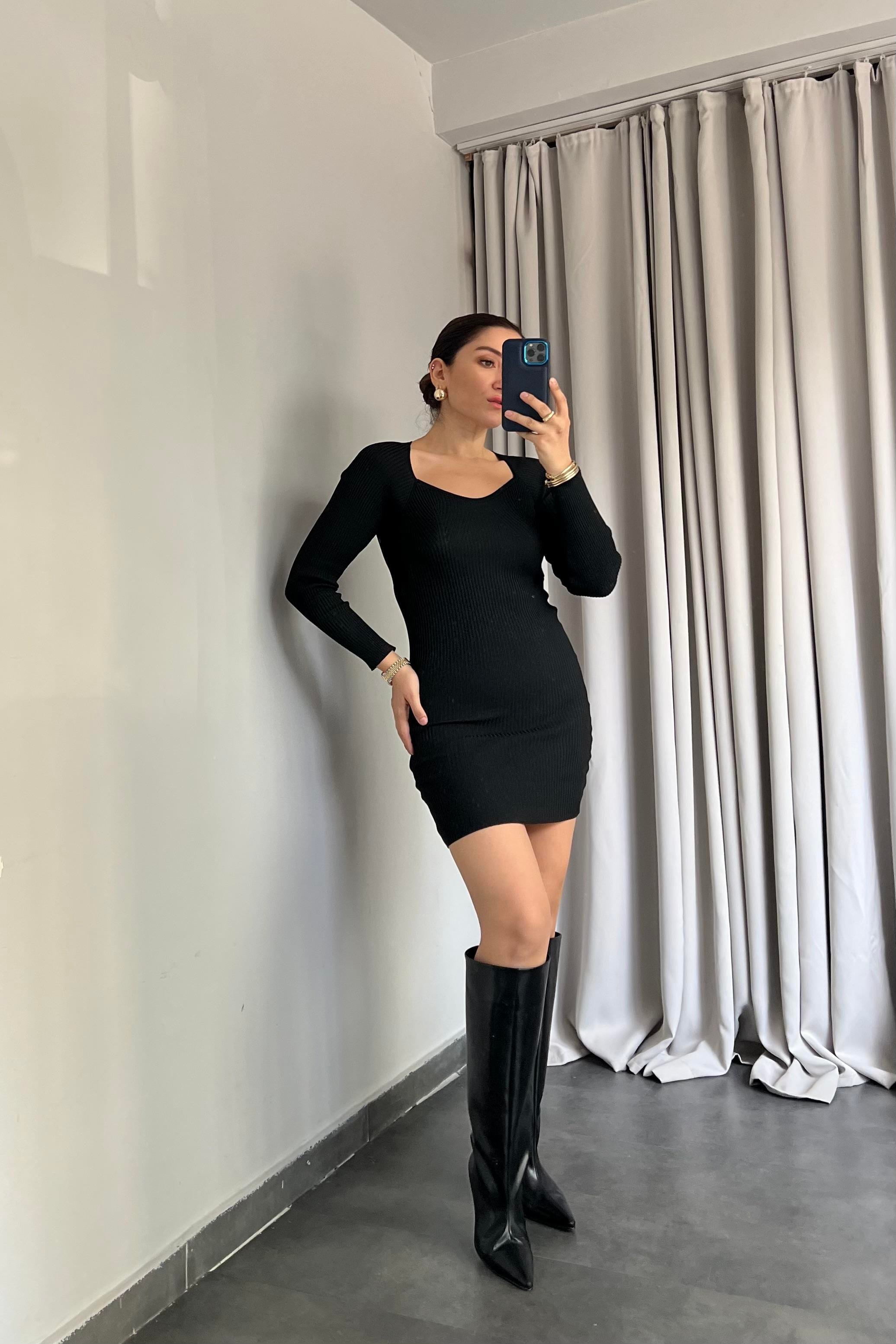 KALP YAKA TRİKO ELBİSE/716