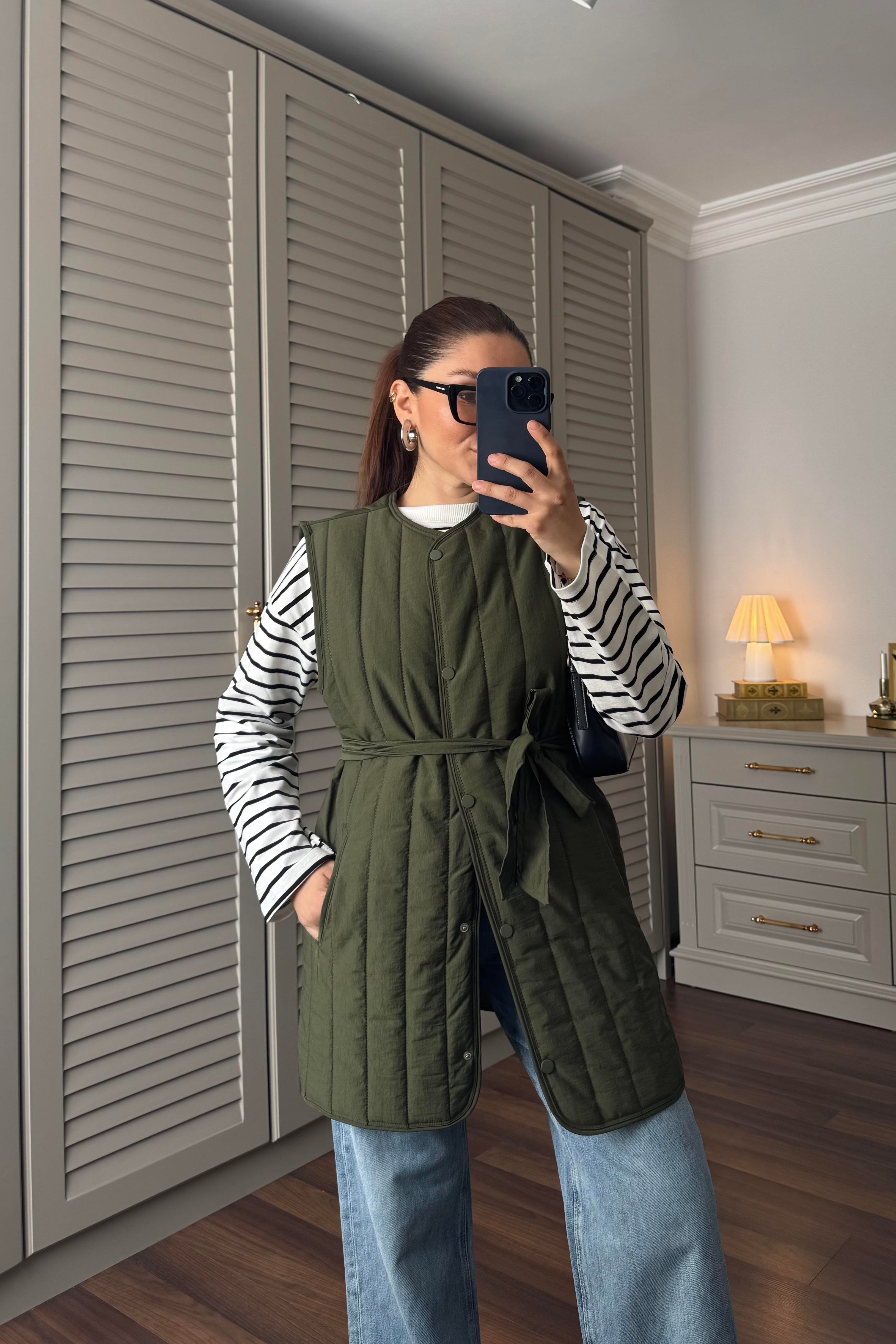 KAPİTONE KUŞAKLI YELEK/3016