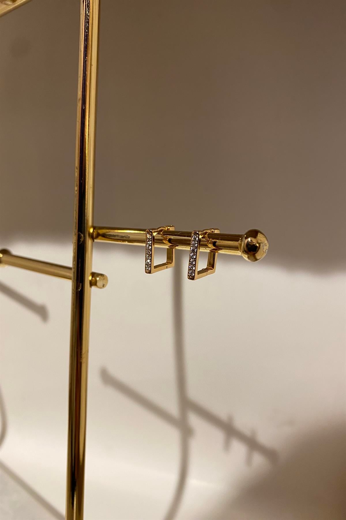 KARE TAŞLI HALKA KÜPE 1,2cm