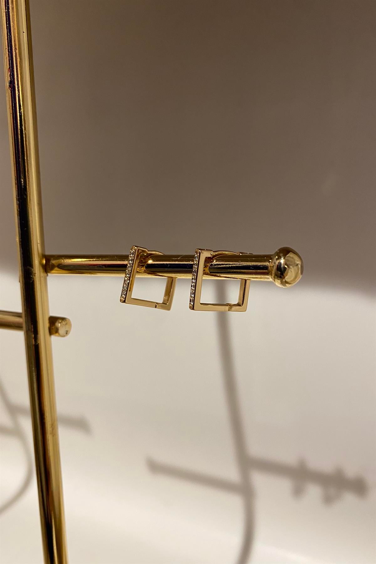 KARE TAŞLI HALKA KÜPE 1,2cm