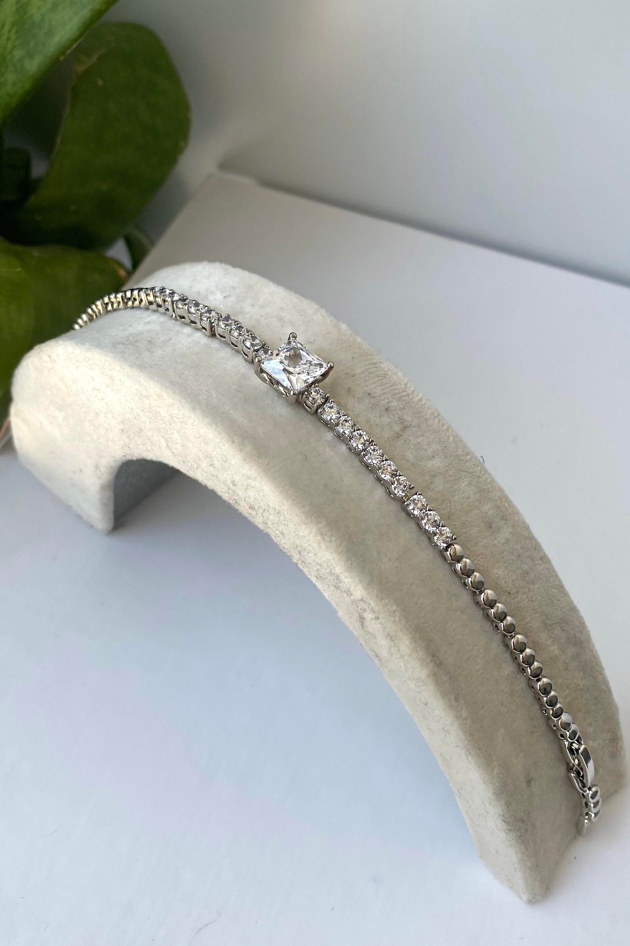 KARE TEK TAŞ SU YOLU BİLEZİK