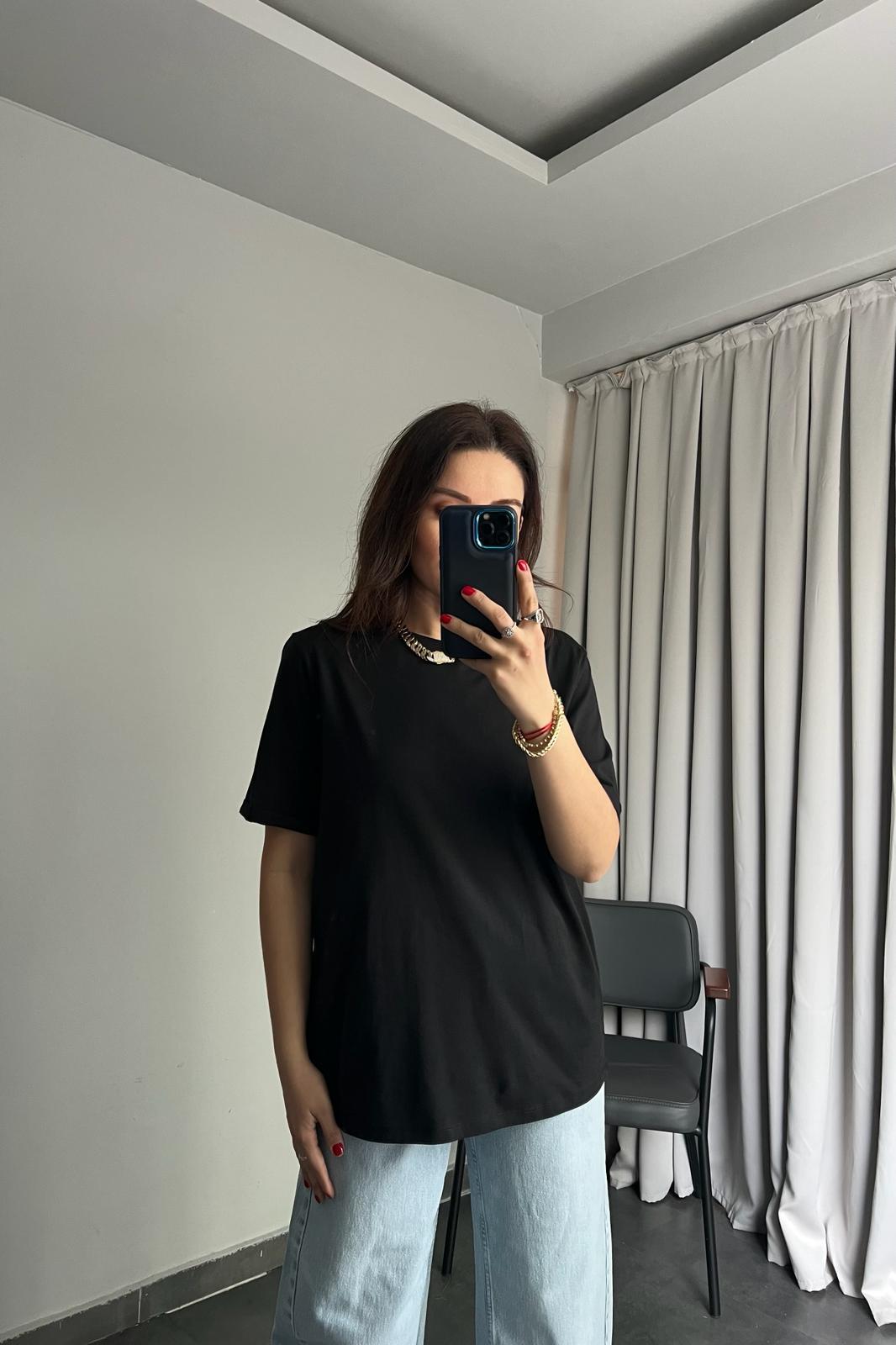 KATLAMA KOL SIFIR YAKA BASIC T-SHIRT