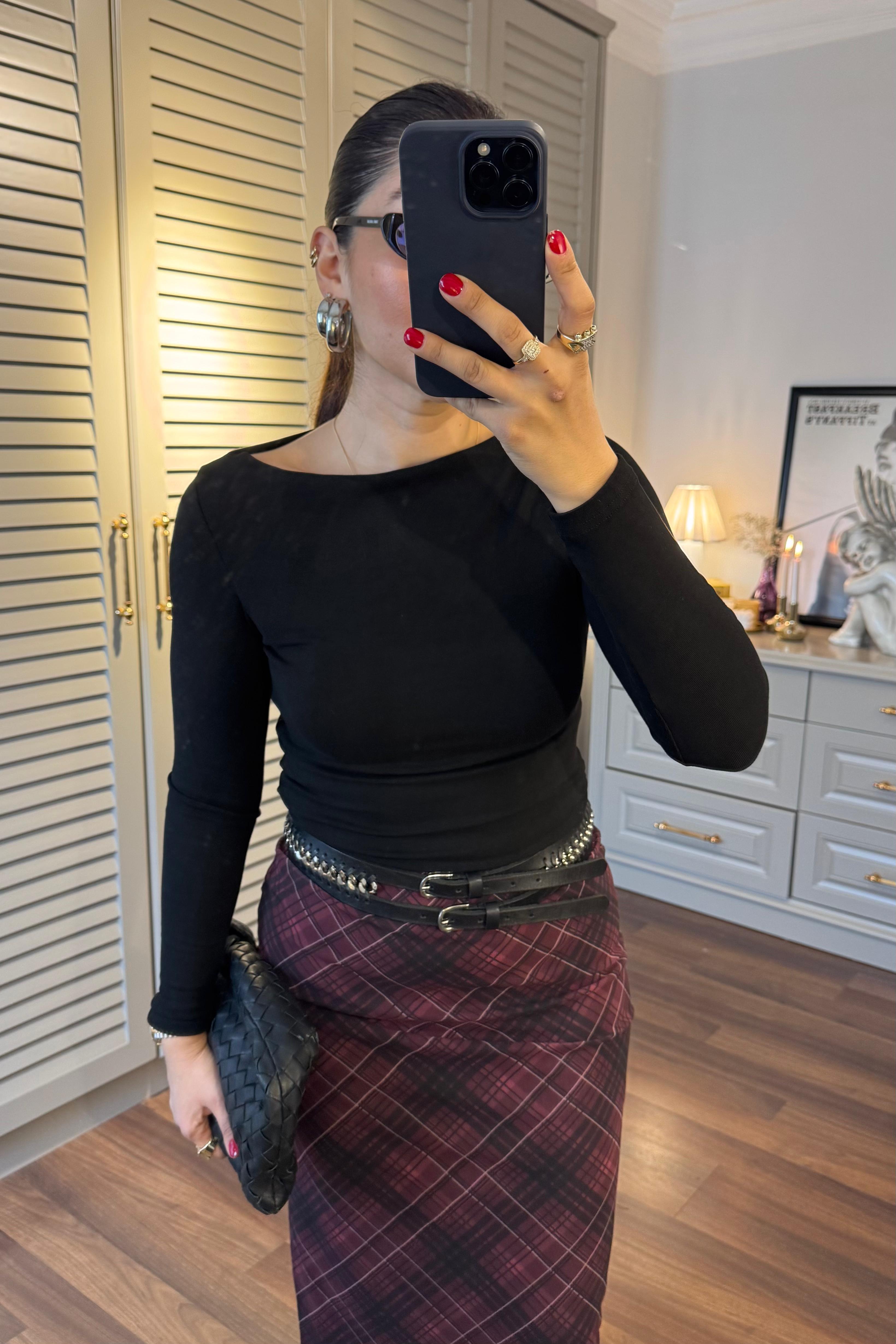 KAYIK YAKA DRAPE DETAYLI BLUZ/6893