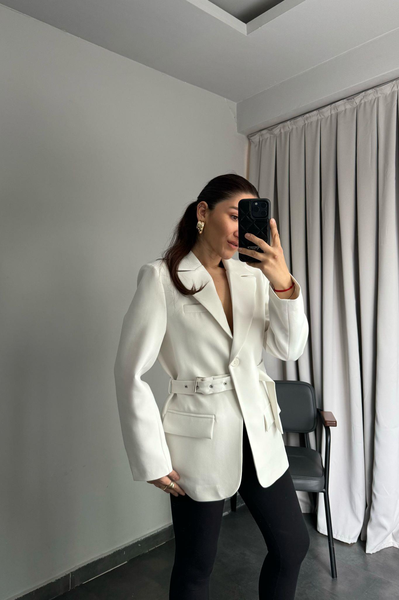 KENDİNDEN KEMERLİ BLAZER CEKET/9367