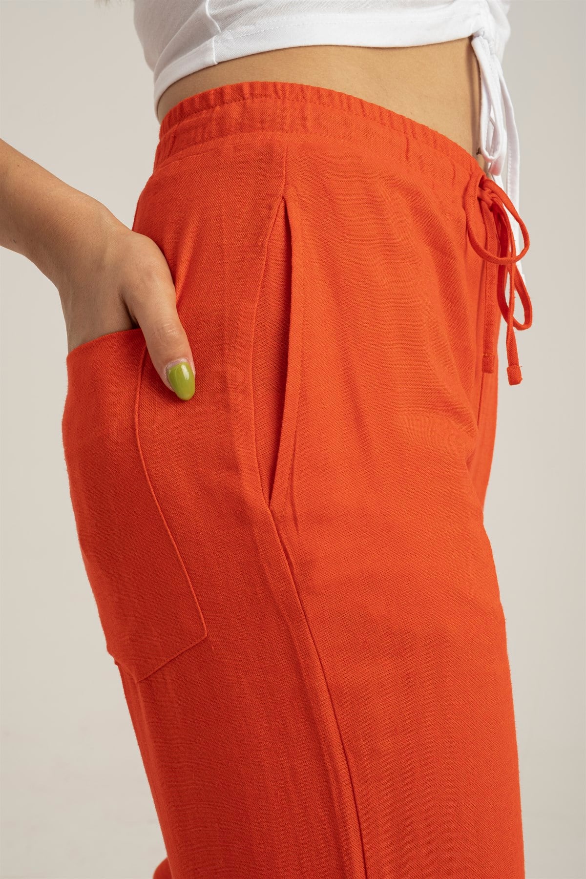 KETEN BELİ LASTİKLİ PANTOLON