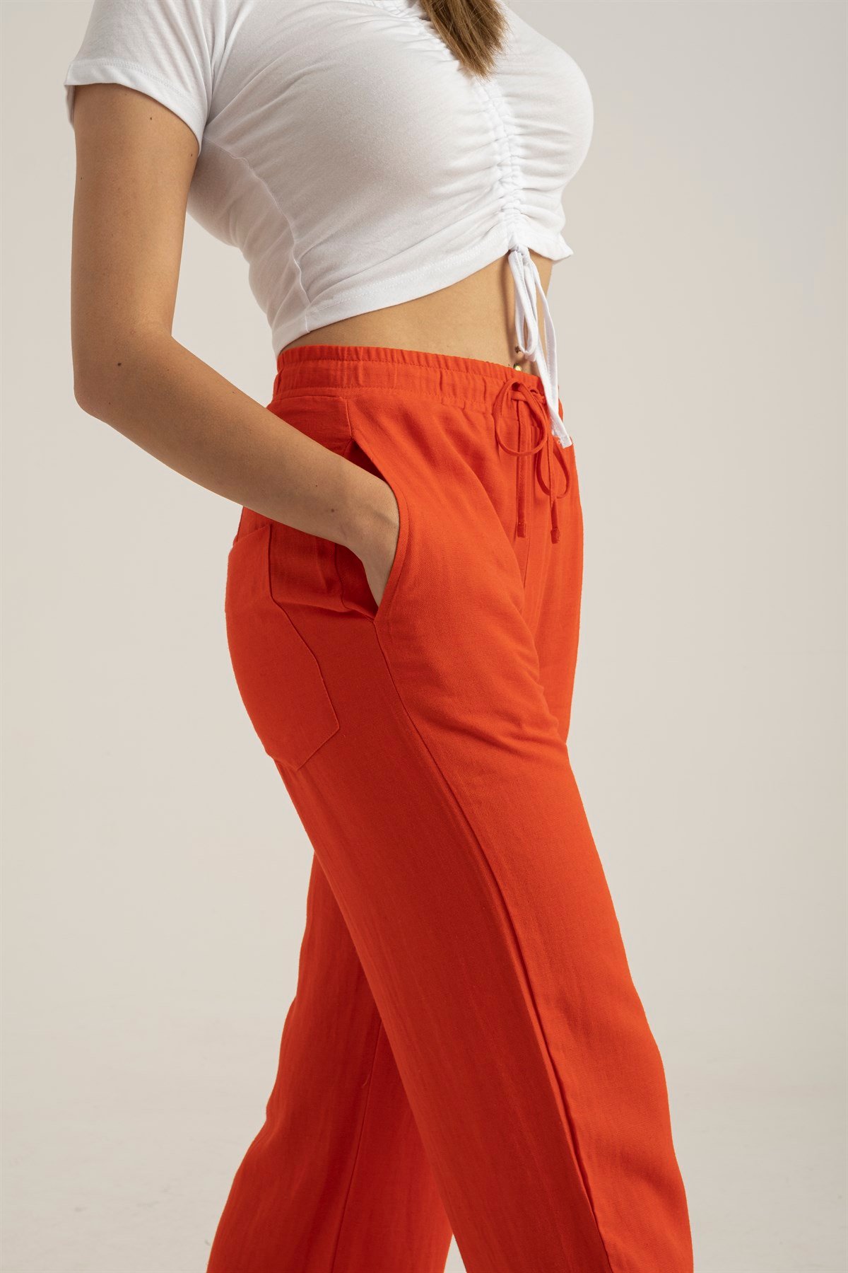 KETEN BELİ LASTİKLİ PANTOLON