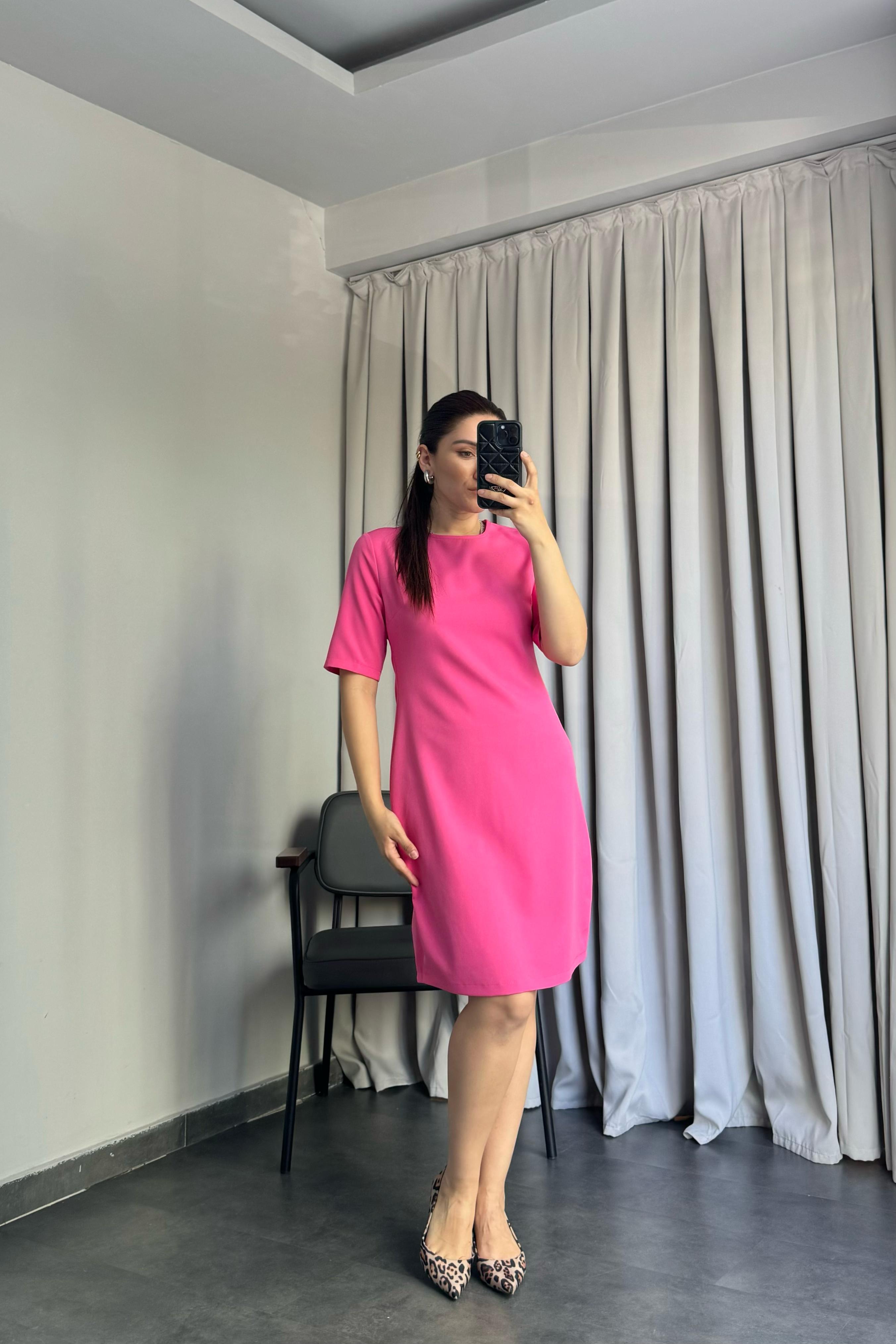 KISA KOL ARKASI FERMUARLI ELBİSE /10554