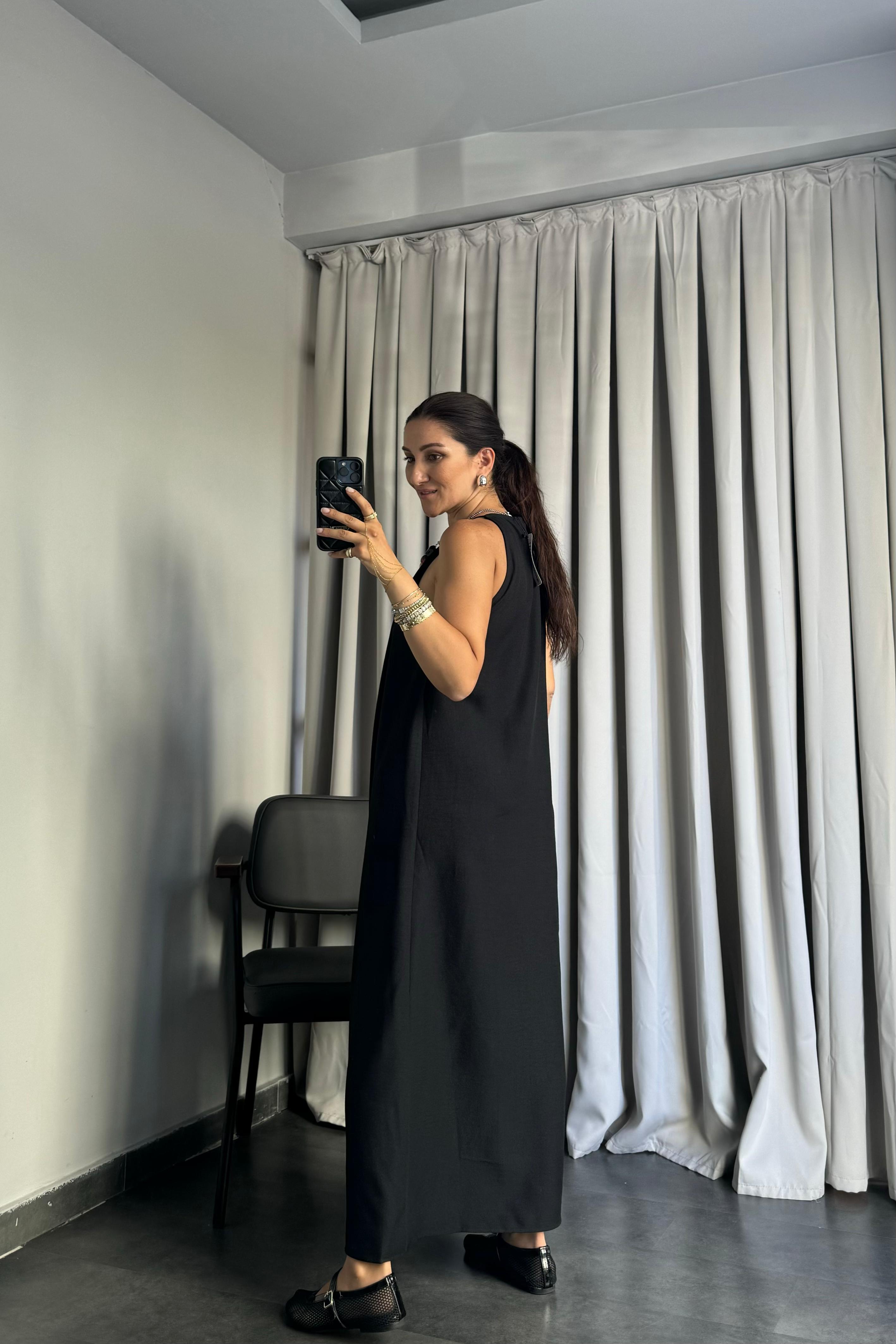 KOLYELİ HALTER YAKA ELBİSE/5467