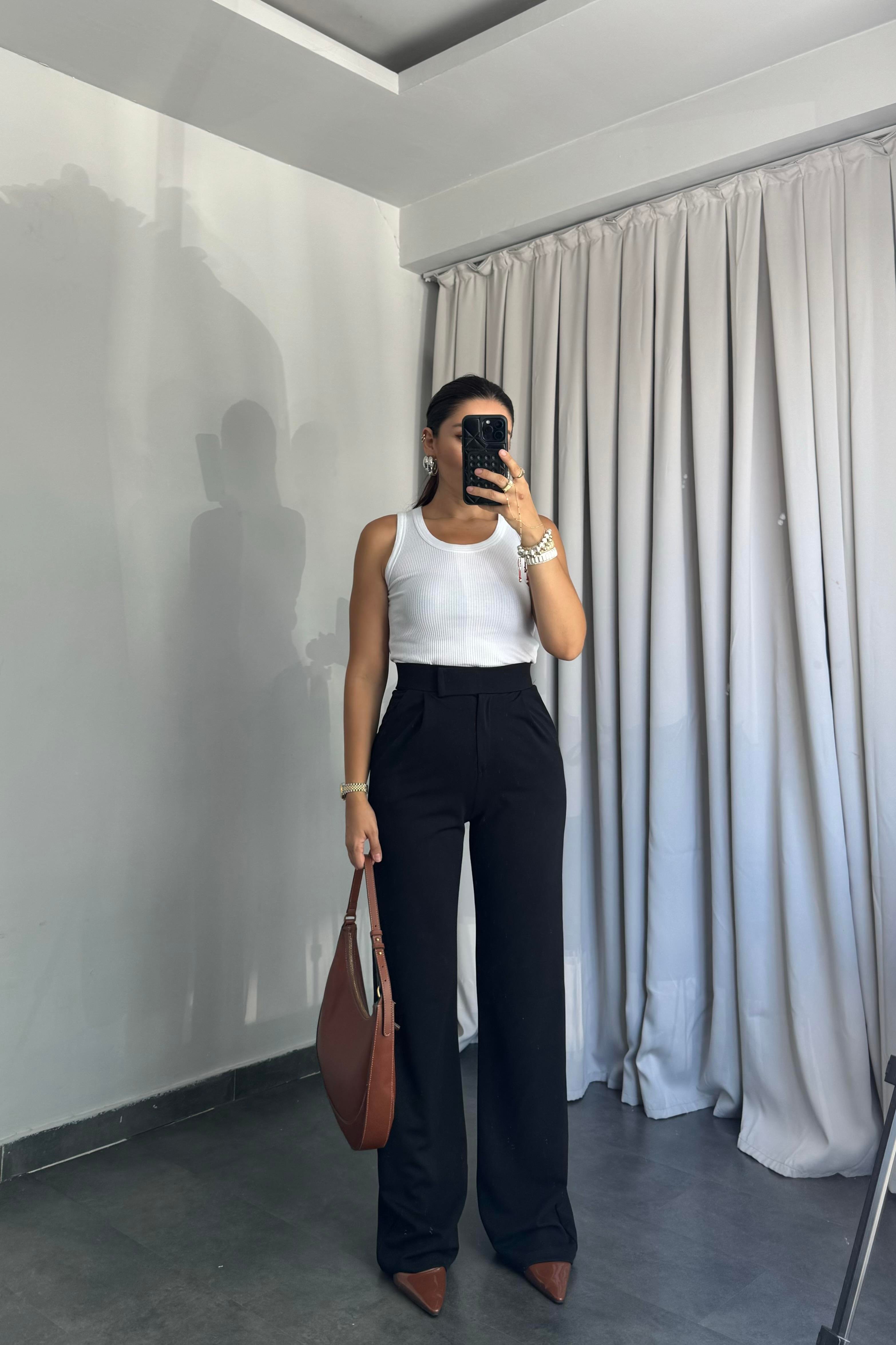 KREP KUMAŞ CIRTLI  PALAZZO PANTOLON/K038