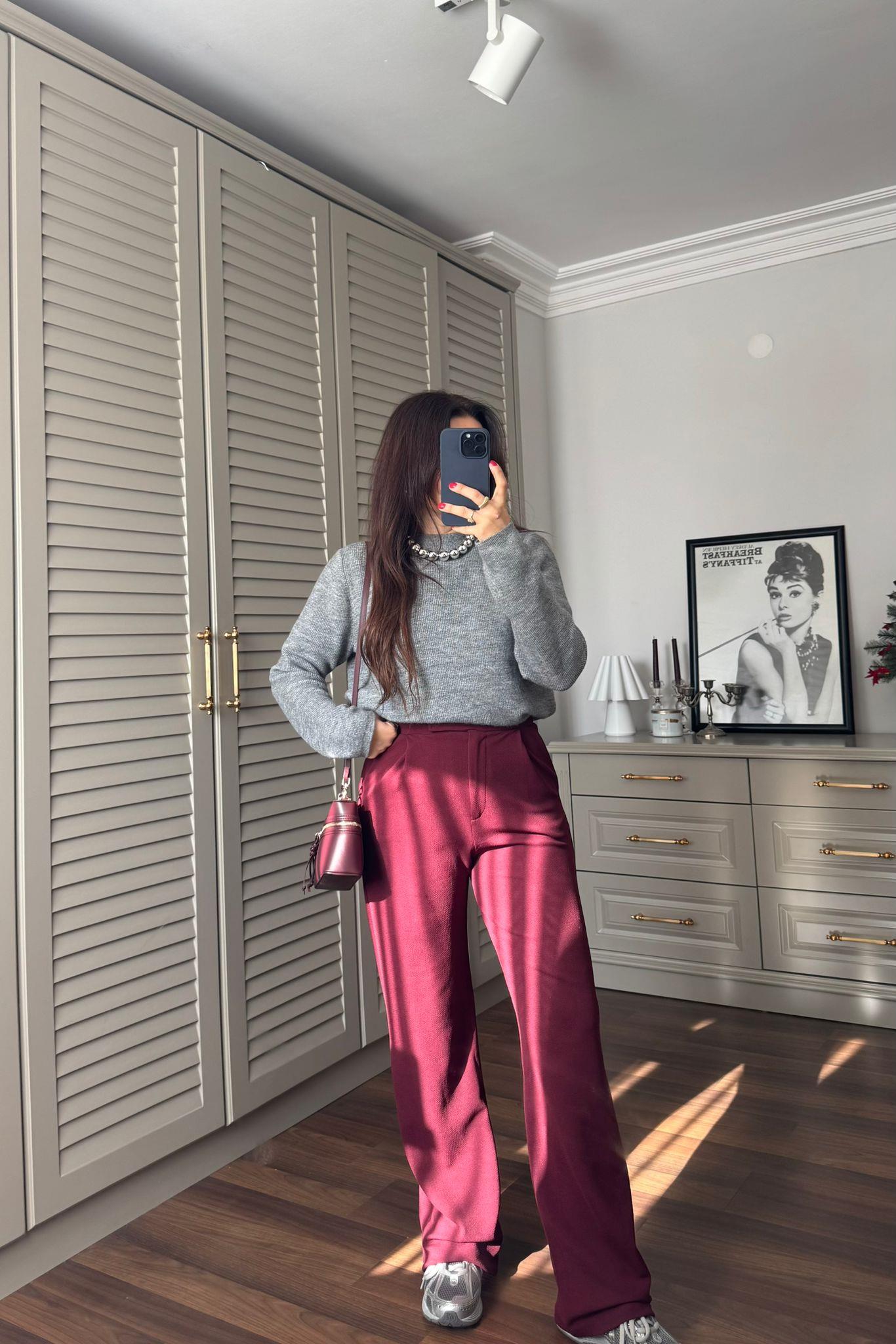KREP KUMAŞ CIRTLI  PALAZZO PANTOLON/K038