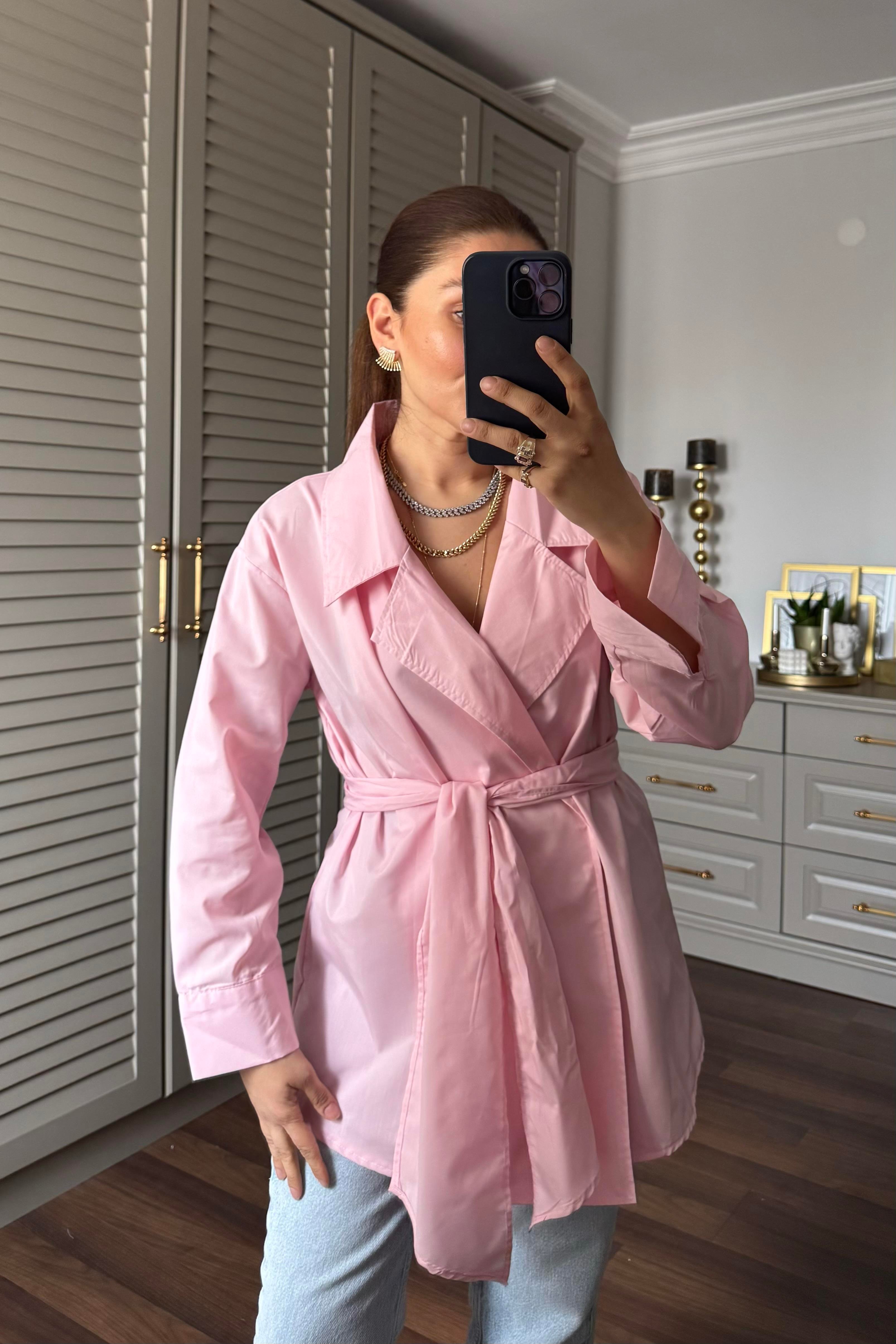 KRUVAZE KUŞAKLI GÖMLEK