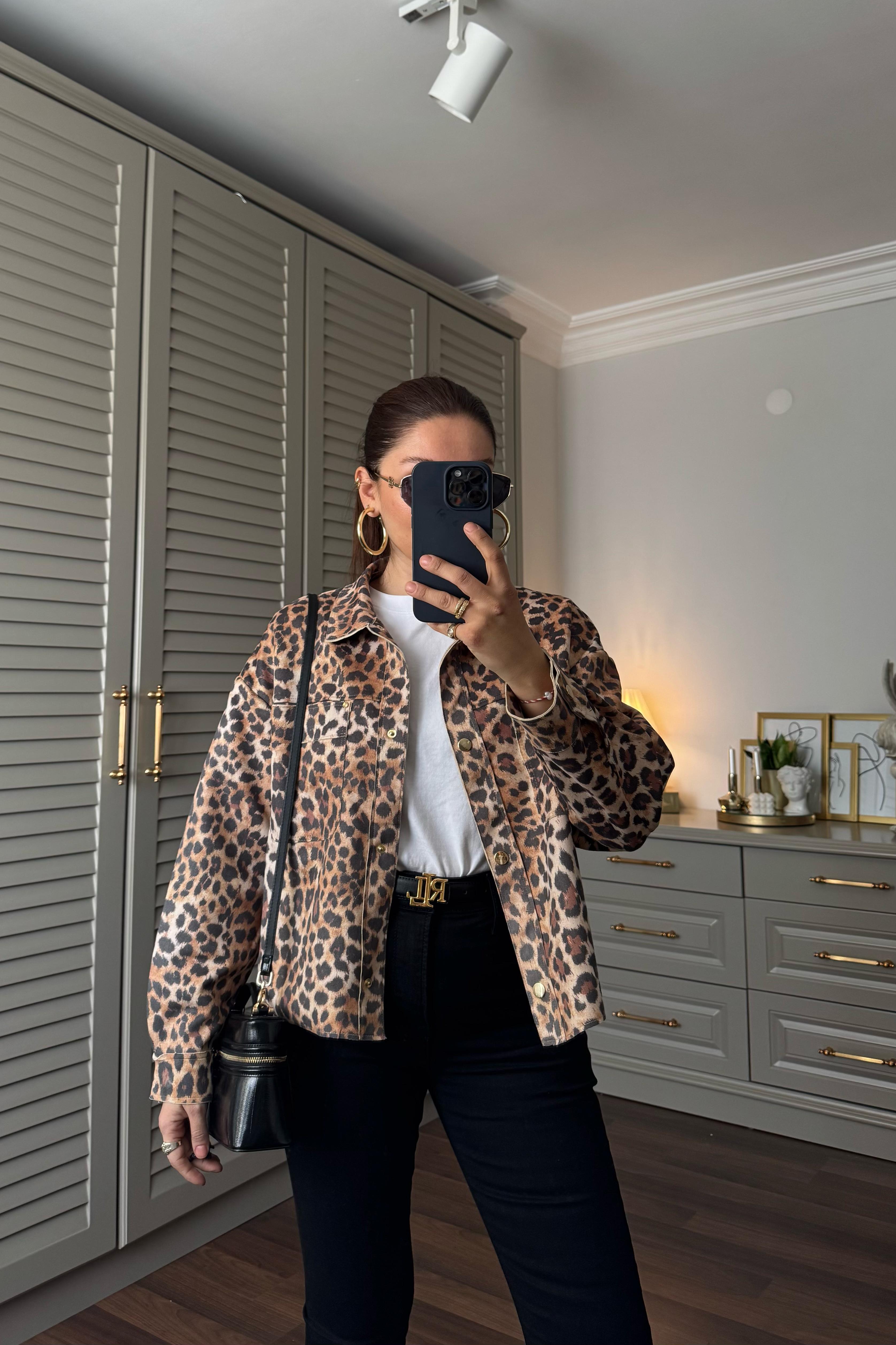 LEOPAR DESEN PATLI CEKET/16386