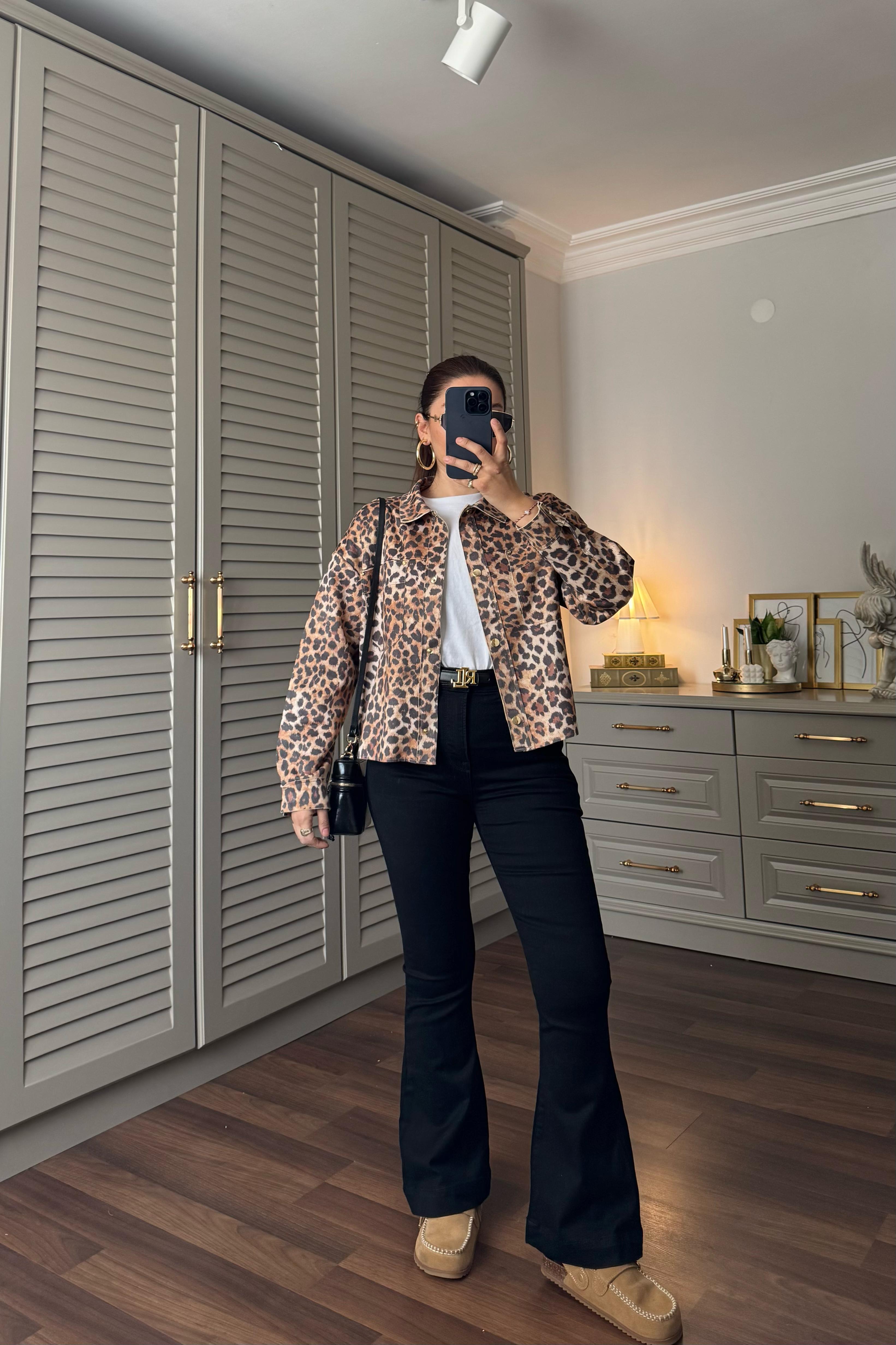 LEOPAR DESEN PATLI CEKET/16386