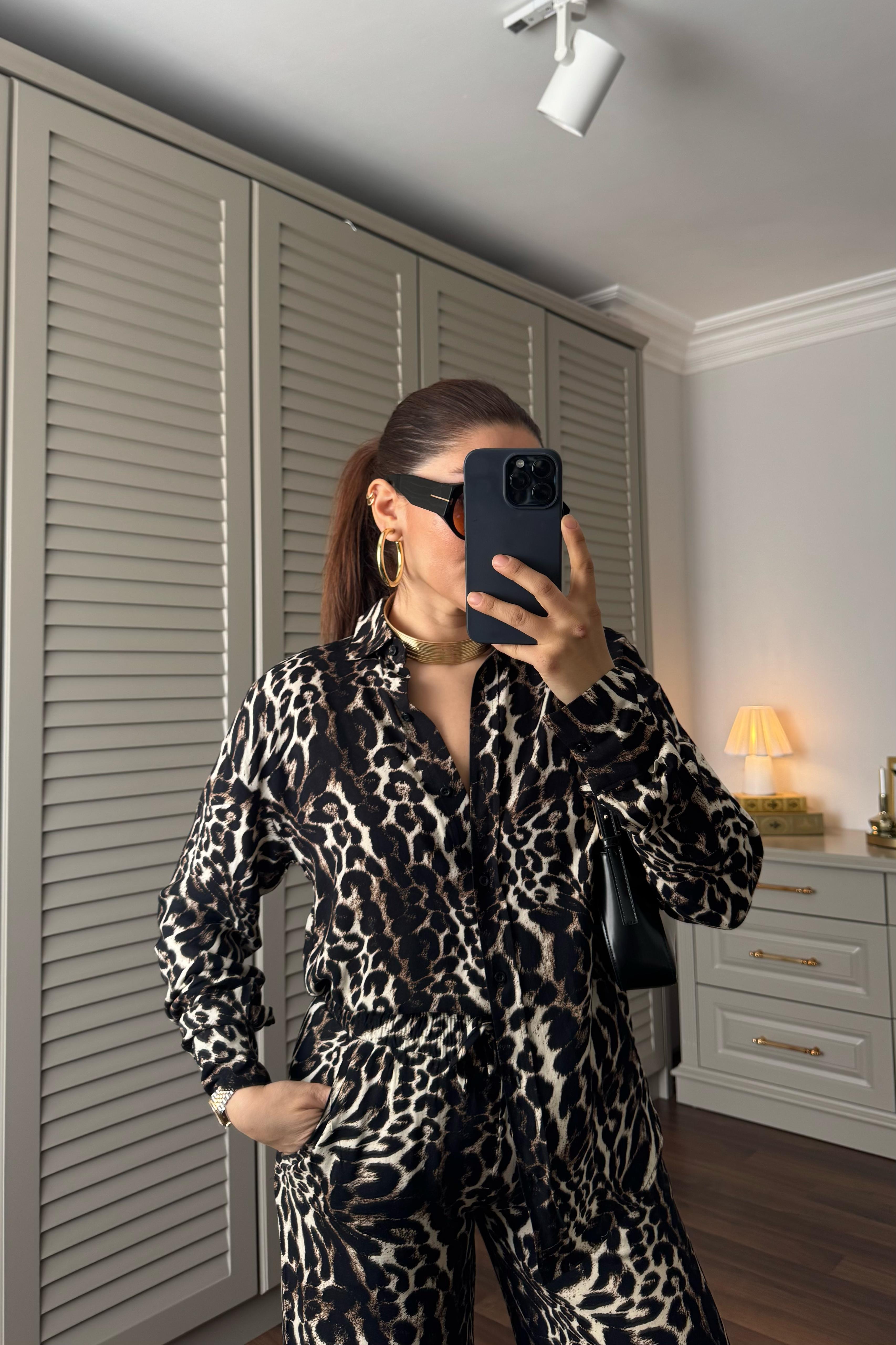 LEOPAR DESENLİ GÖMLEK TAKIM