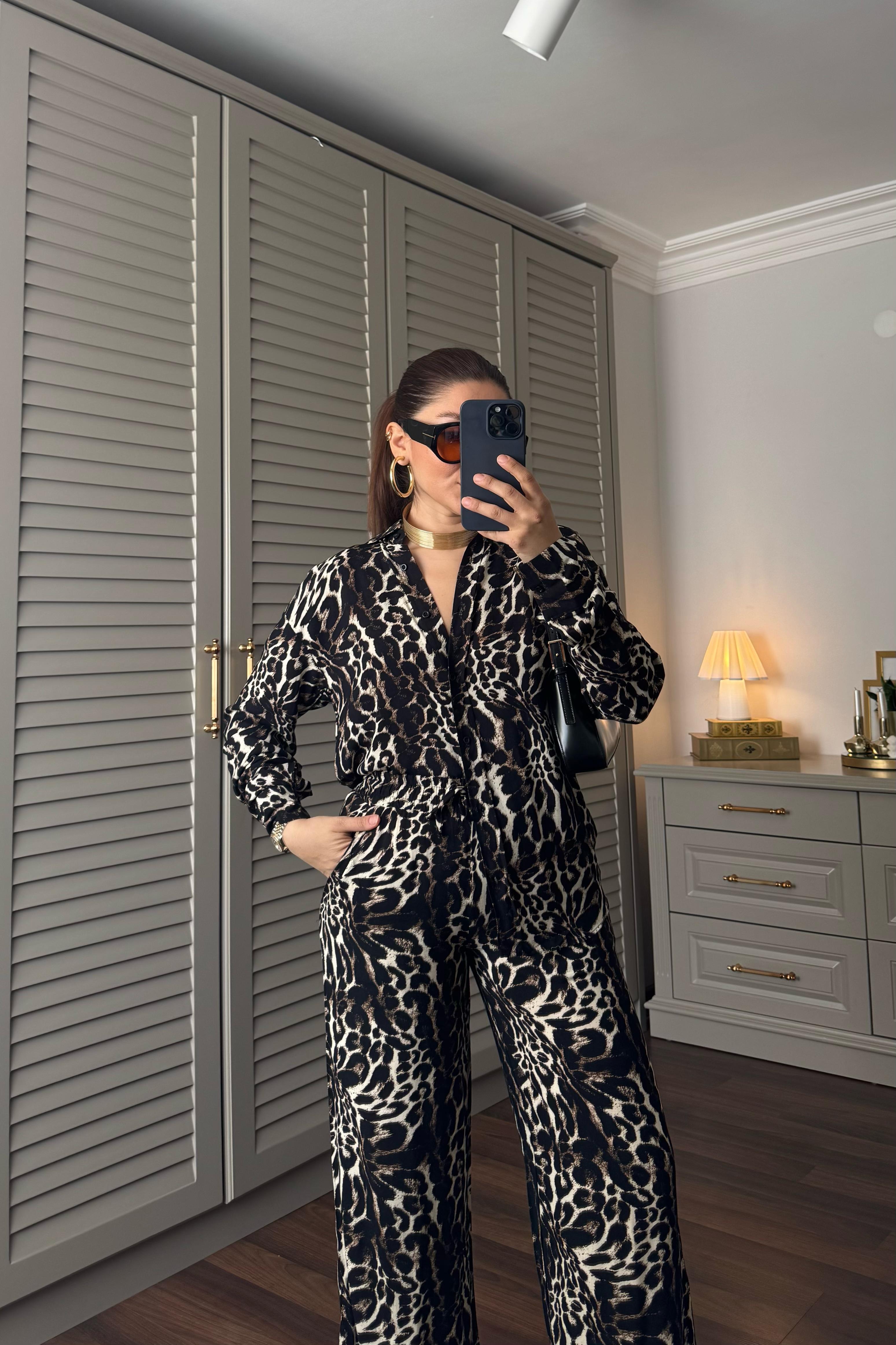 LEOPAR DESENLİ GÖMLEK TAKIM