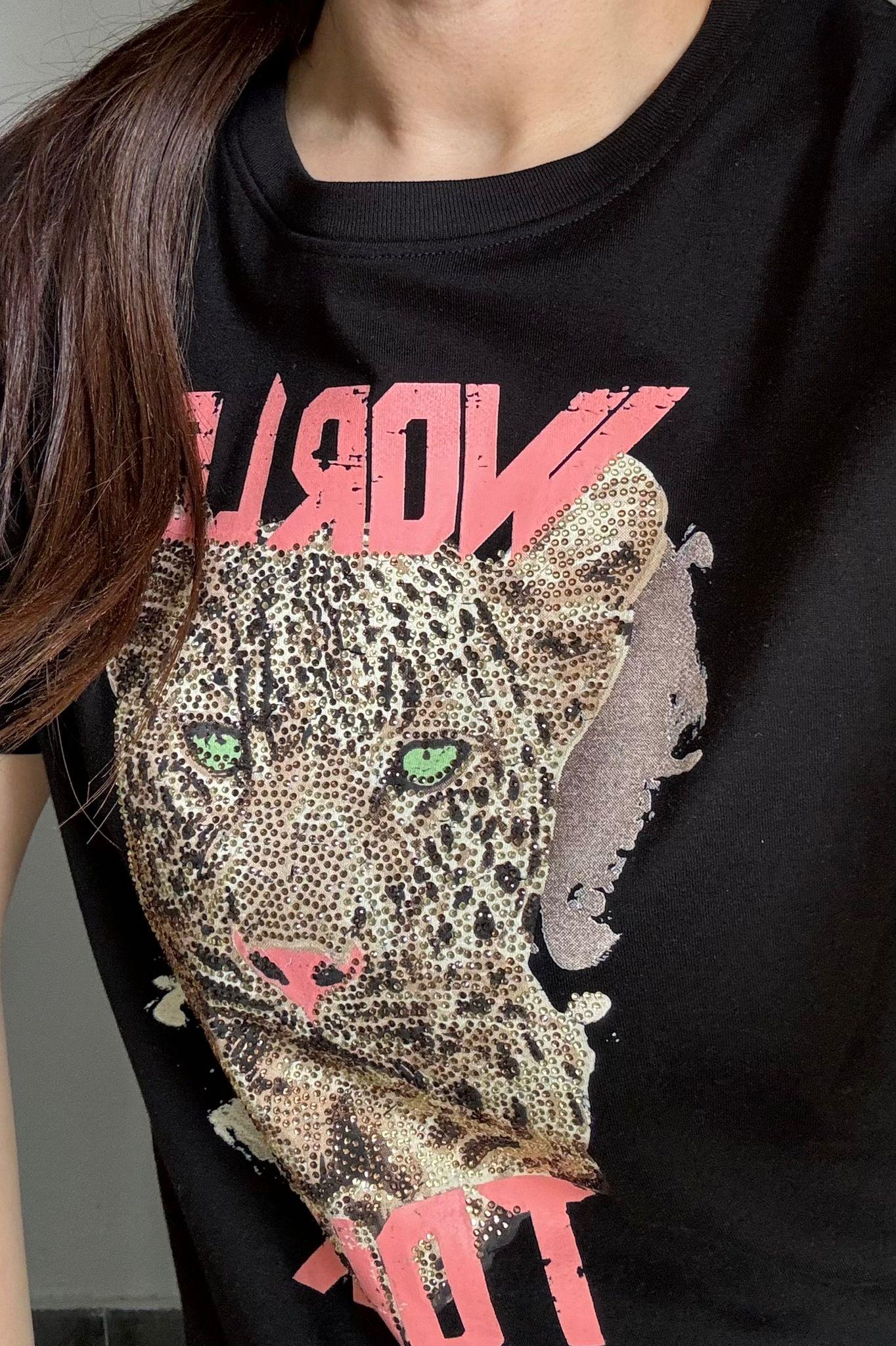 LEOPAR TAŞLI BASIC T-SHIRT /4501