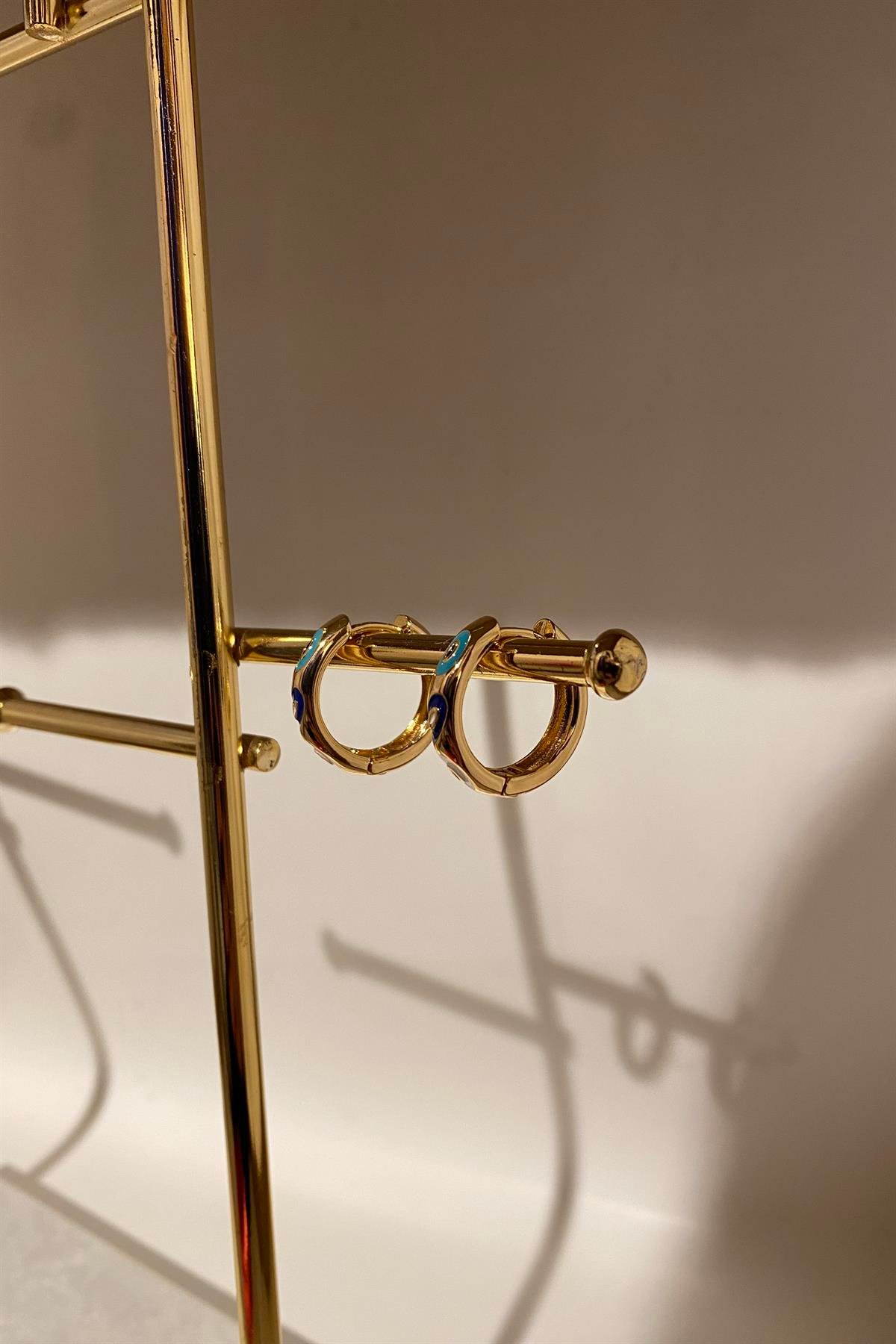 MAVİ MİNELİ HALKA KÜPE 2cm