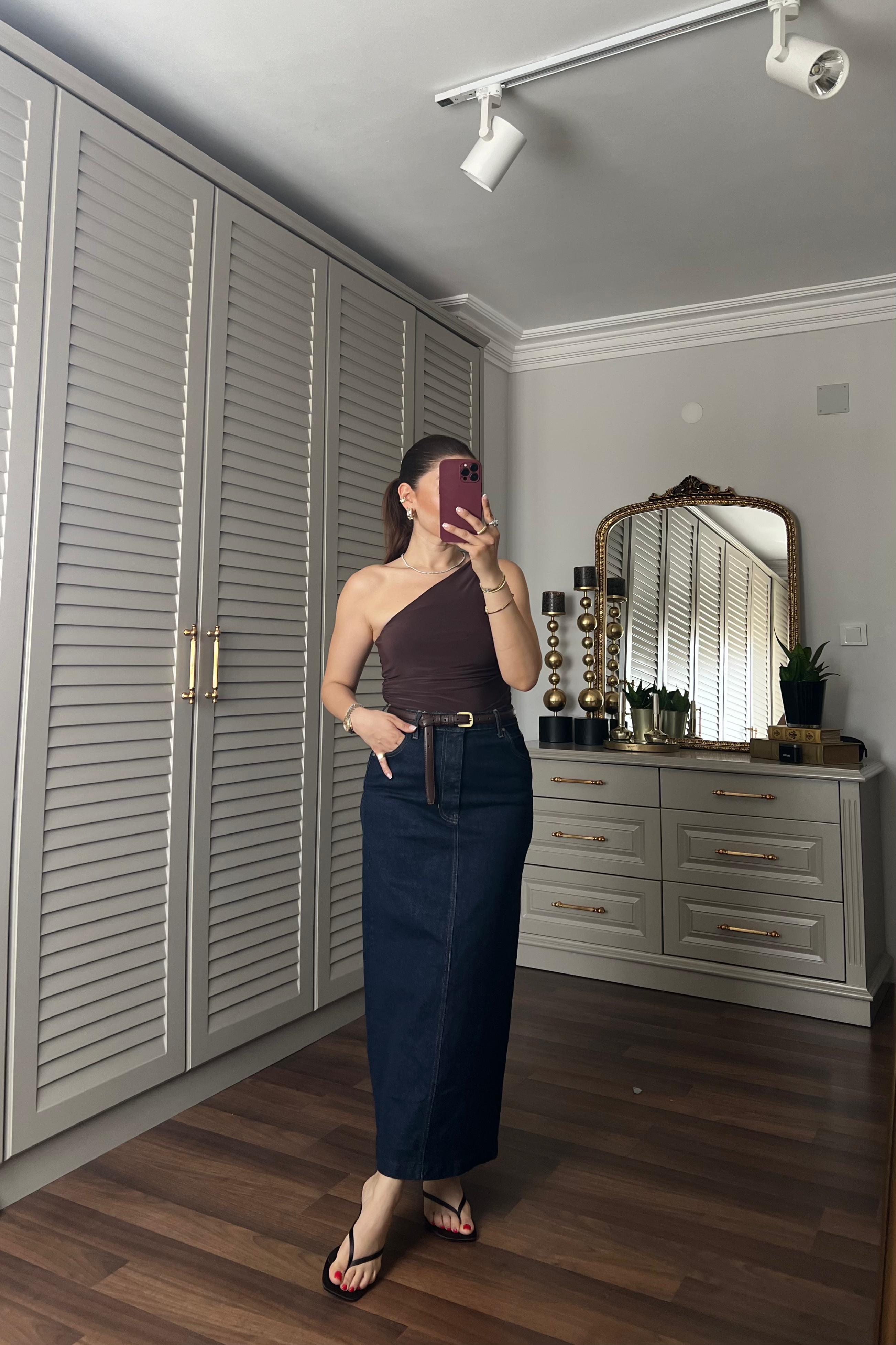 MAXİ BOY DENİM ETEK