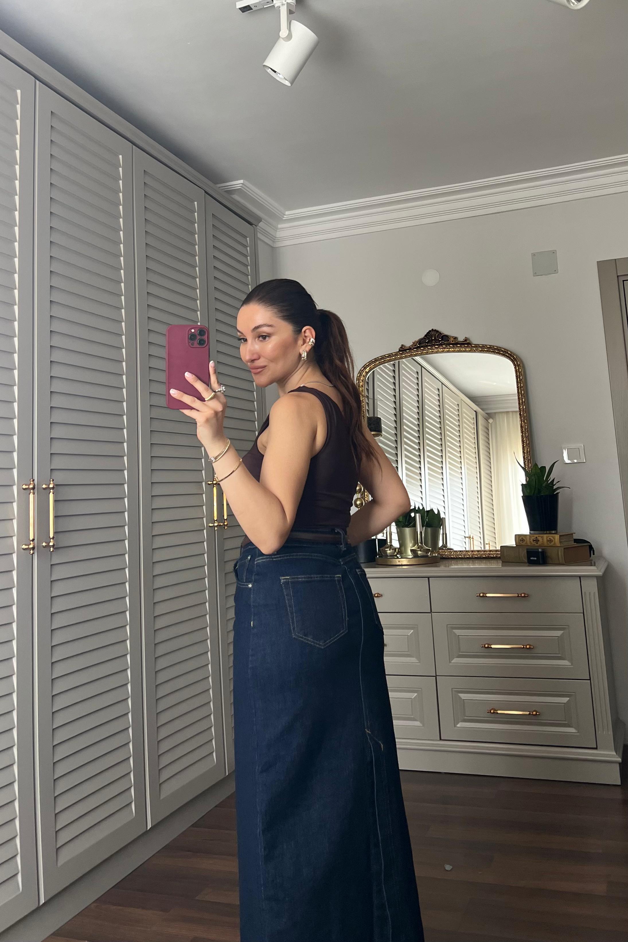 MAXİ BOY DENİM ETEK