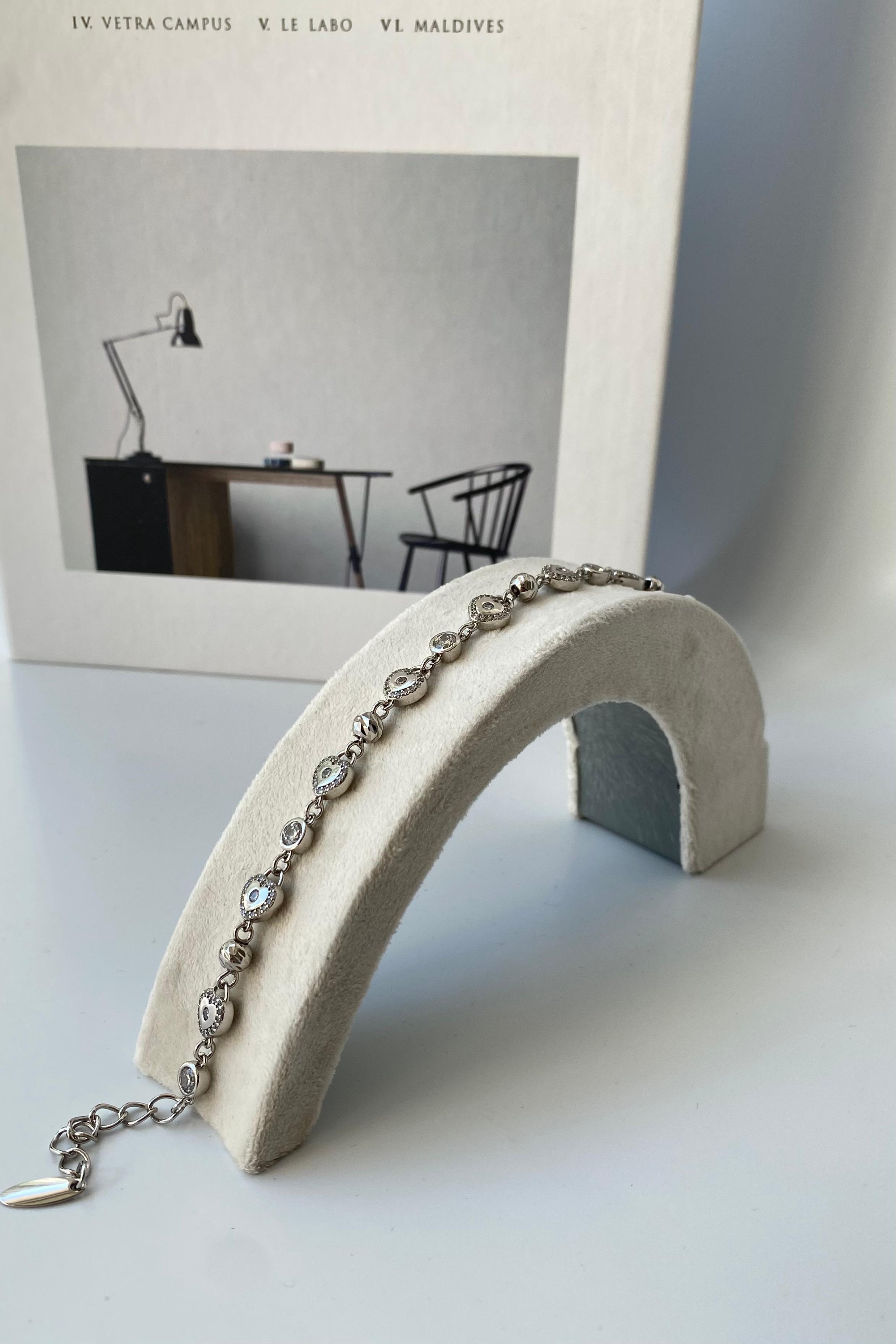 NOKTA TAŞLI KALP BİLEZİK