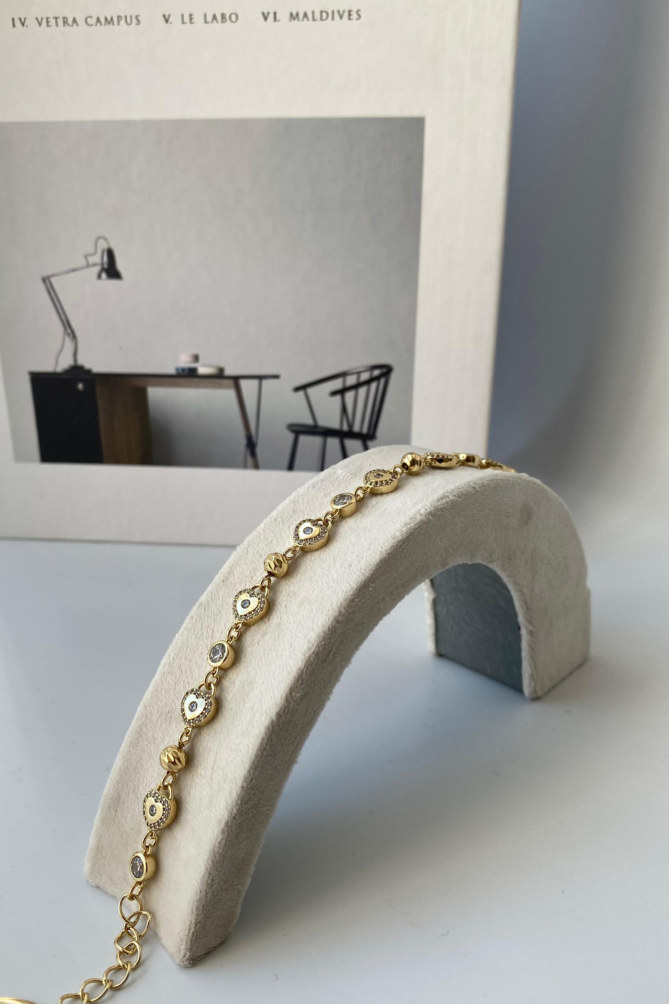 NOKTA TAŞLI KALP BİLEZİK