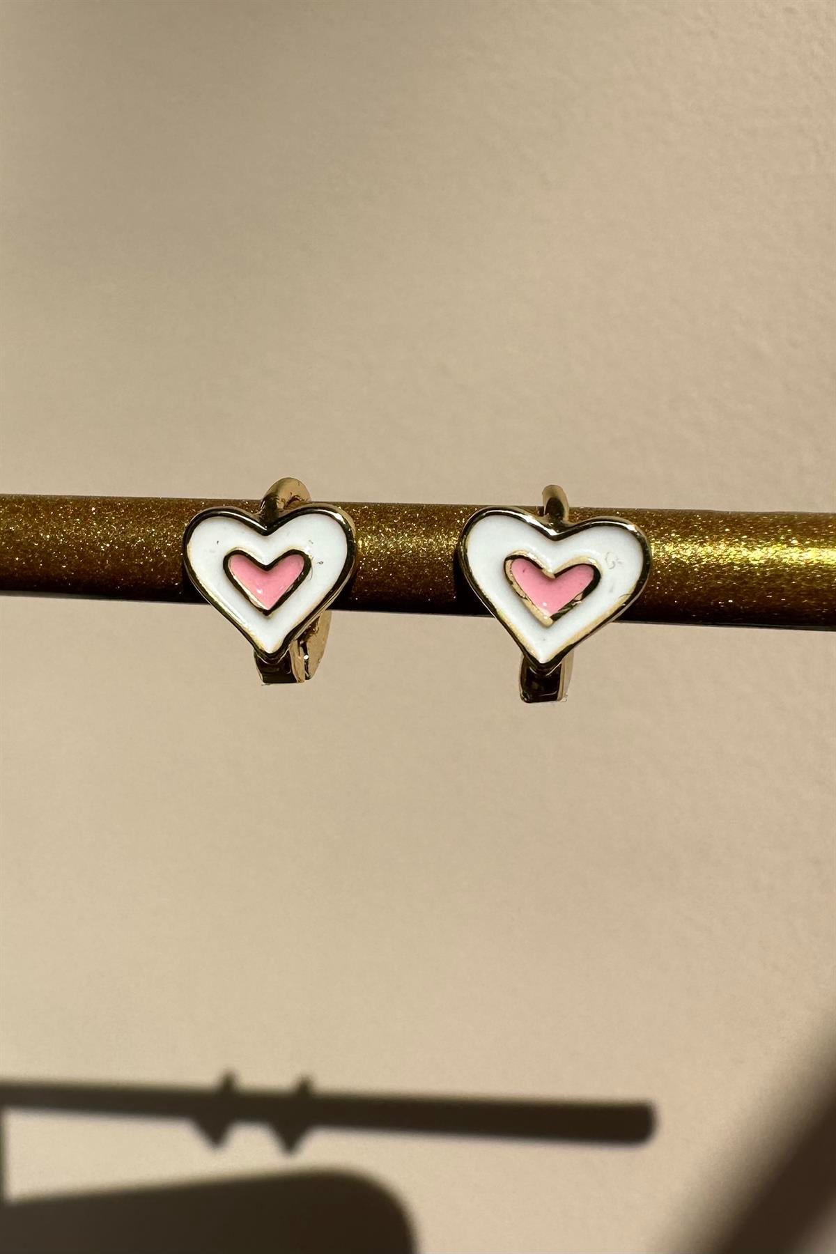 ORTASI PEMBE KALPLİ MİNİK HALKA KÜPE 1cm