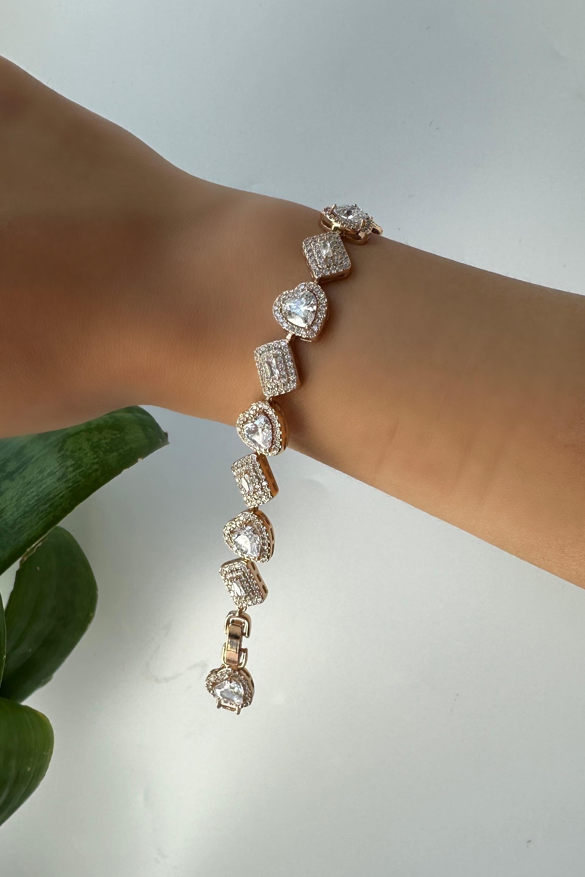 OVAL X KARE TAŞLI BİLEZİK