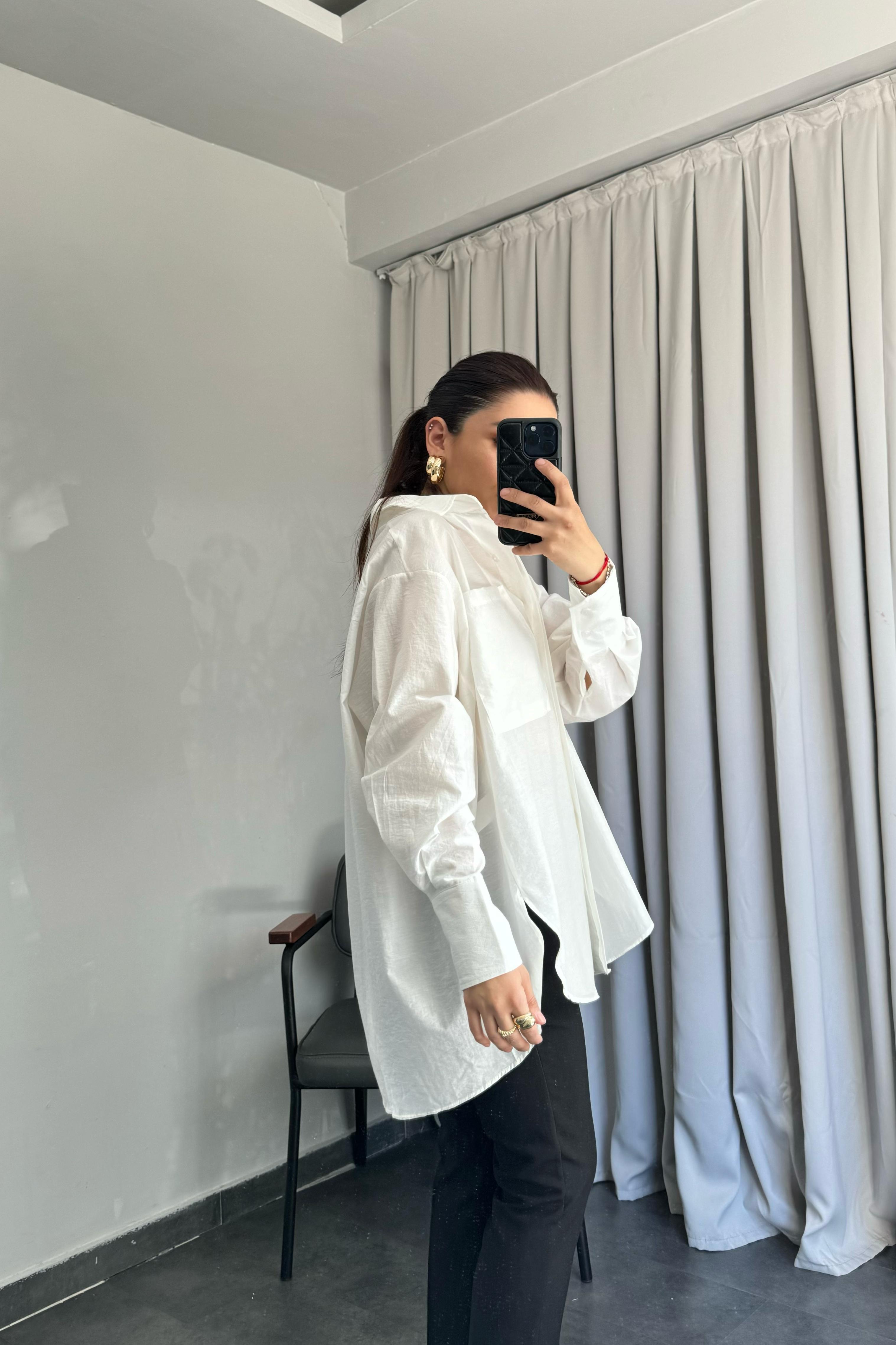 OVERSIZE ARKASI PİLELİ GÖMLEK/4907