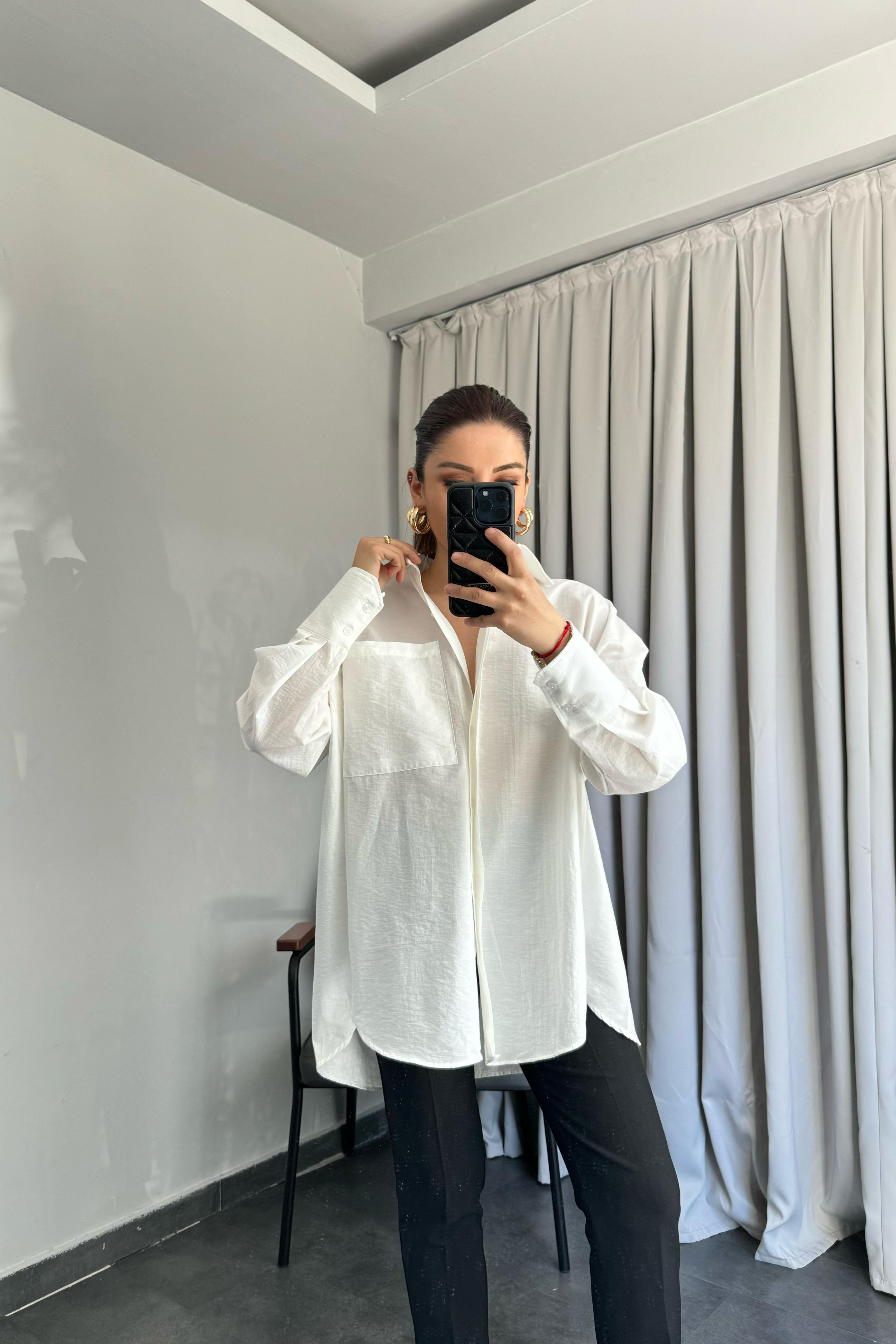 OVERSIZE ARKASI PİLELİ GÖMLEK/4907