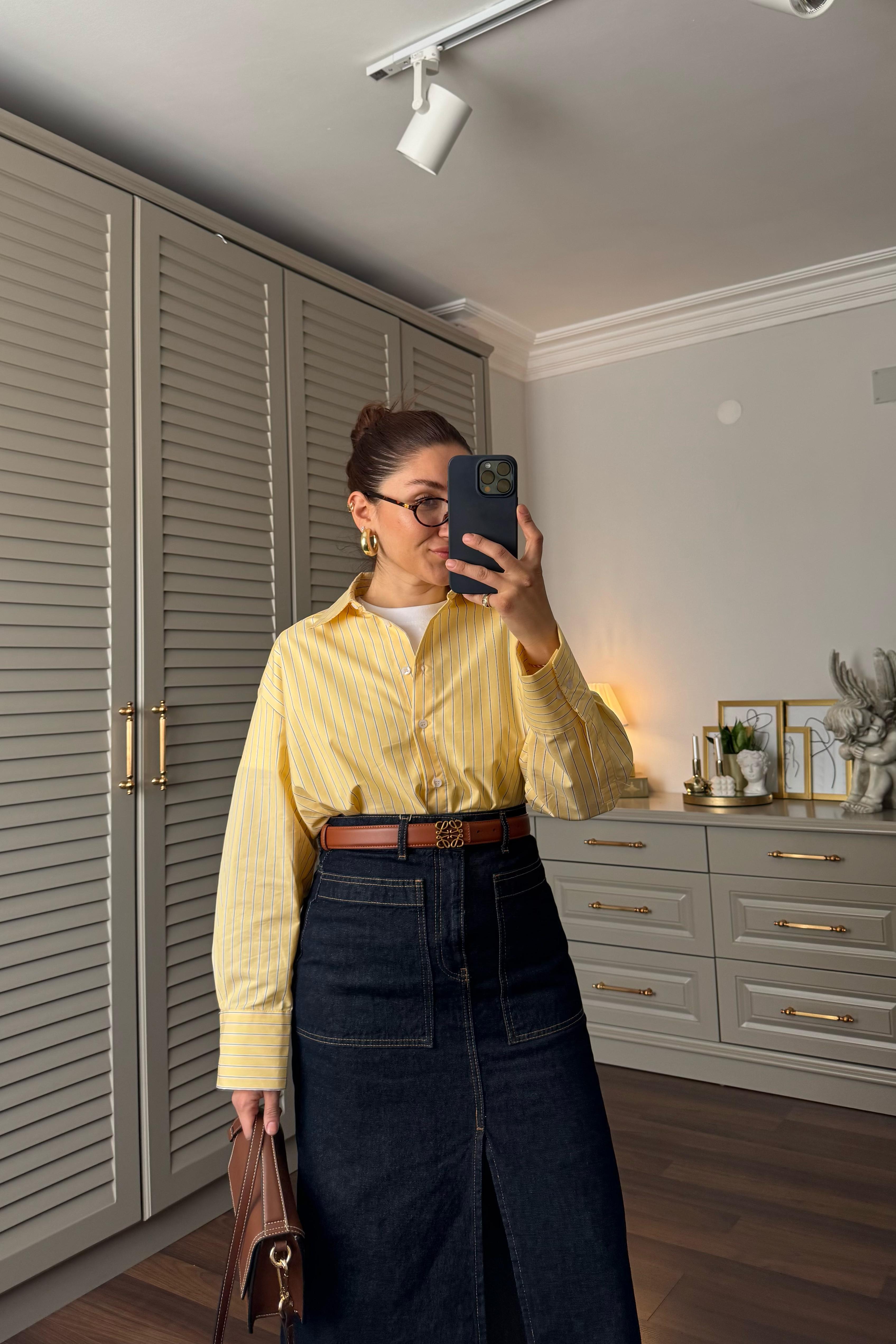 OVERSIZE ÇİZGİ GÖMLEK ZR