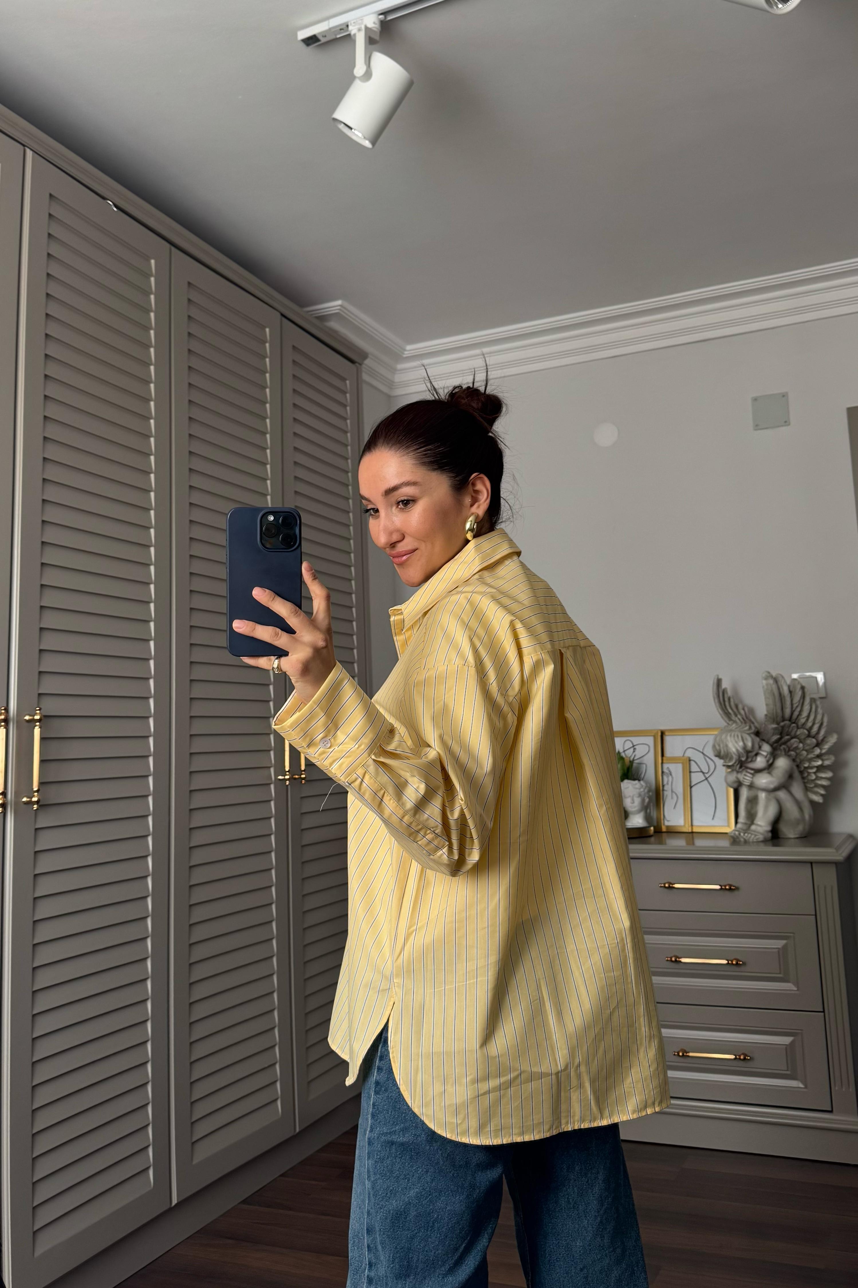 OVERSIZE ÇİZGİ GÖMLEK ZR