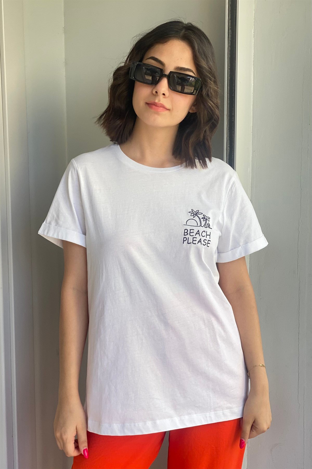PALMİYE BASKILI T-SHIRT