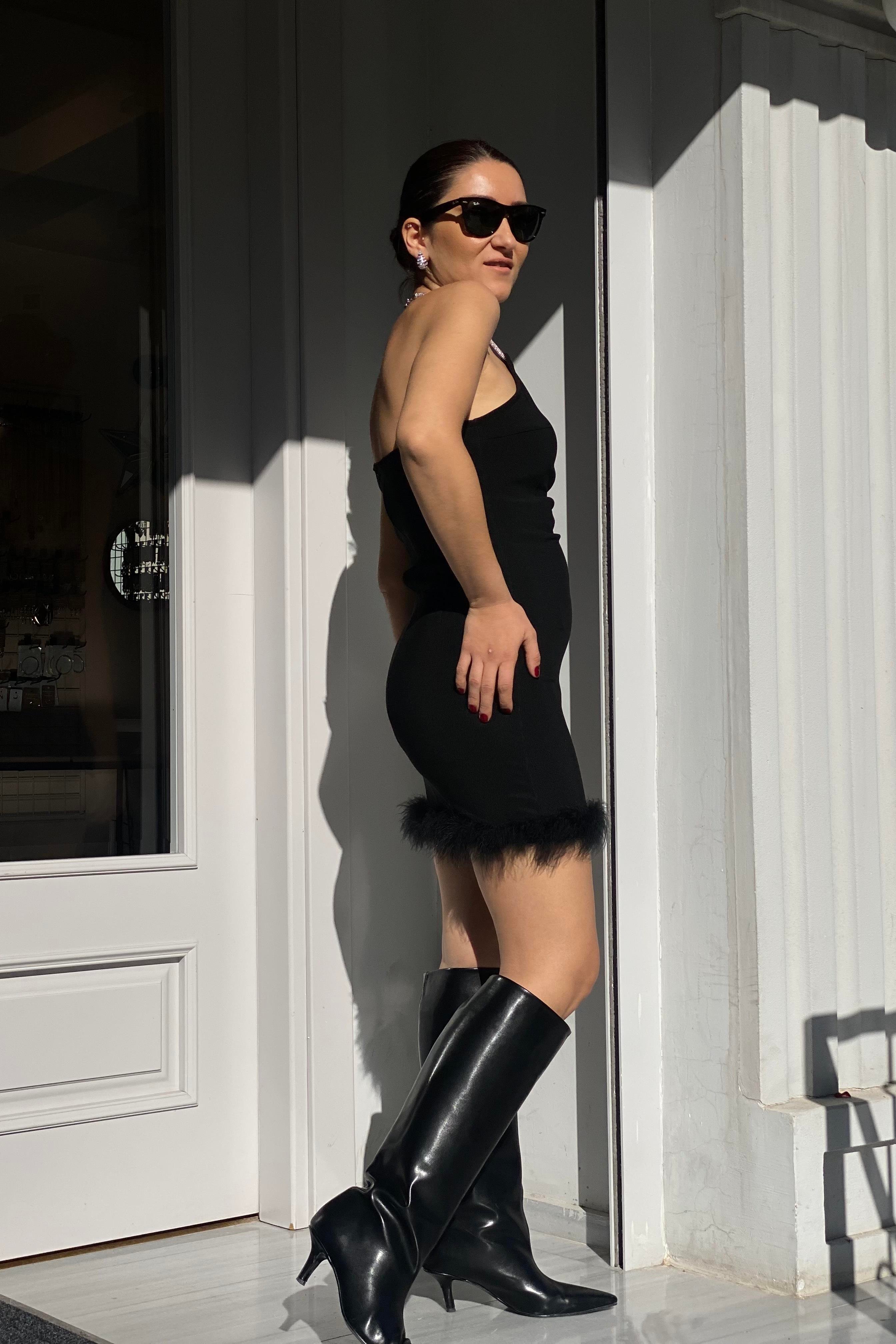 PARLAK TAŞLI OTRİŞLİ ELBİSE/21255