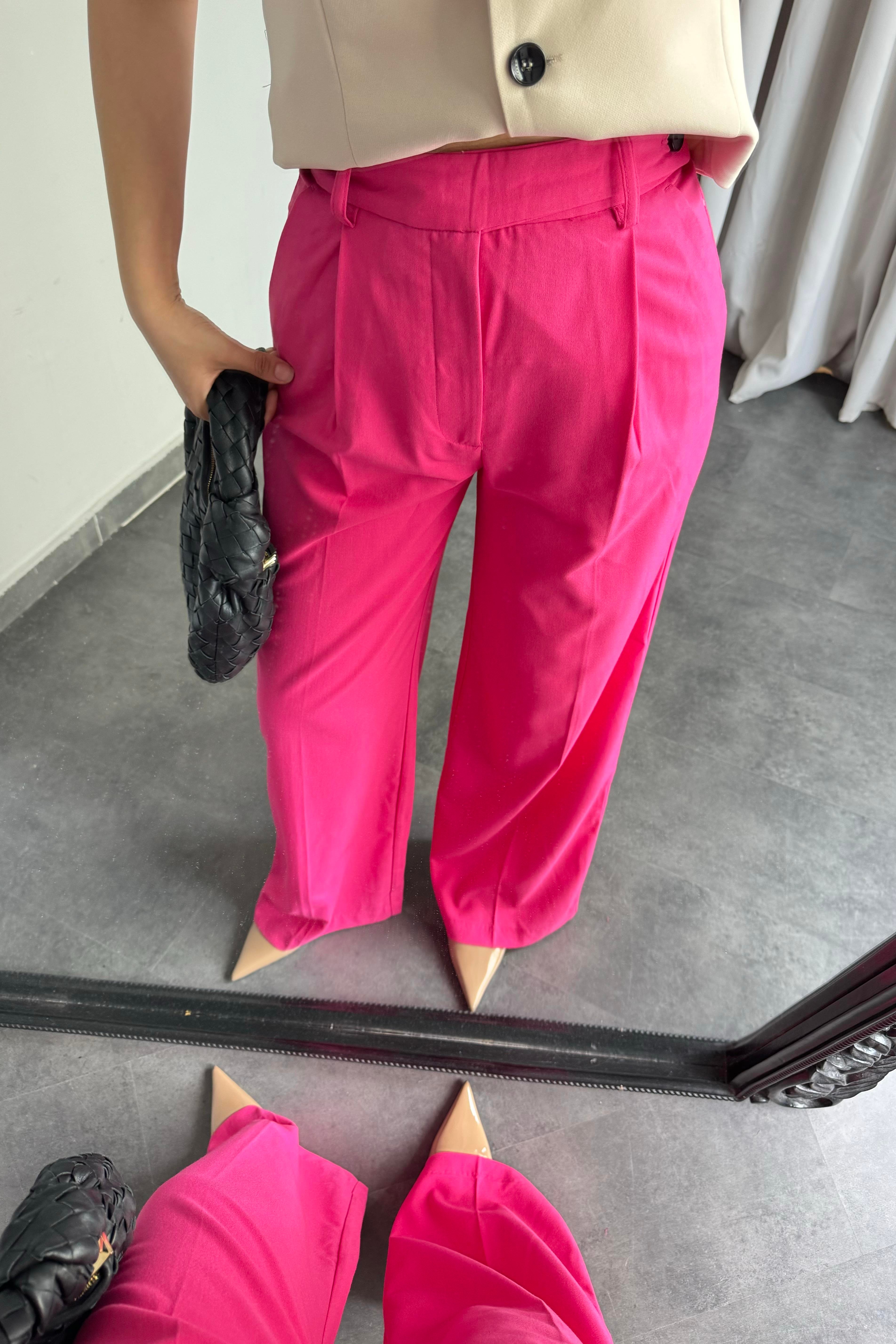 PİLELİ YAN DÜĞMELİ PALAZZO PANTOLON