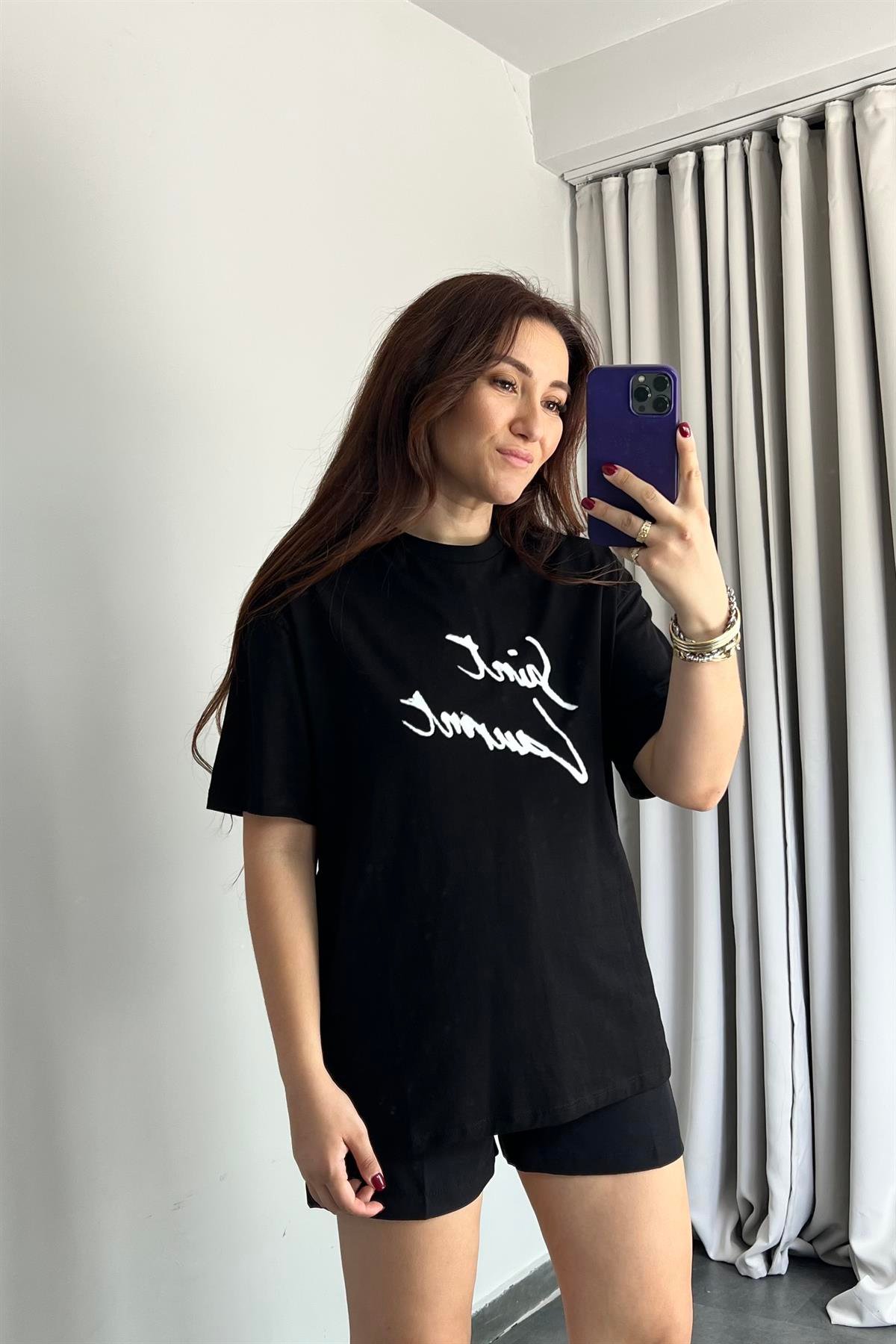 SAİNT LAURENT BASKILI T-SHIRT