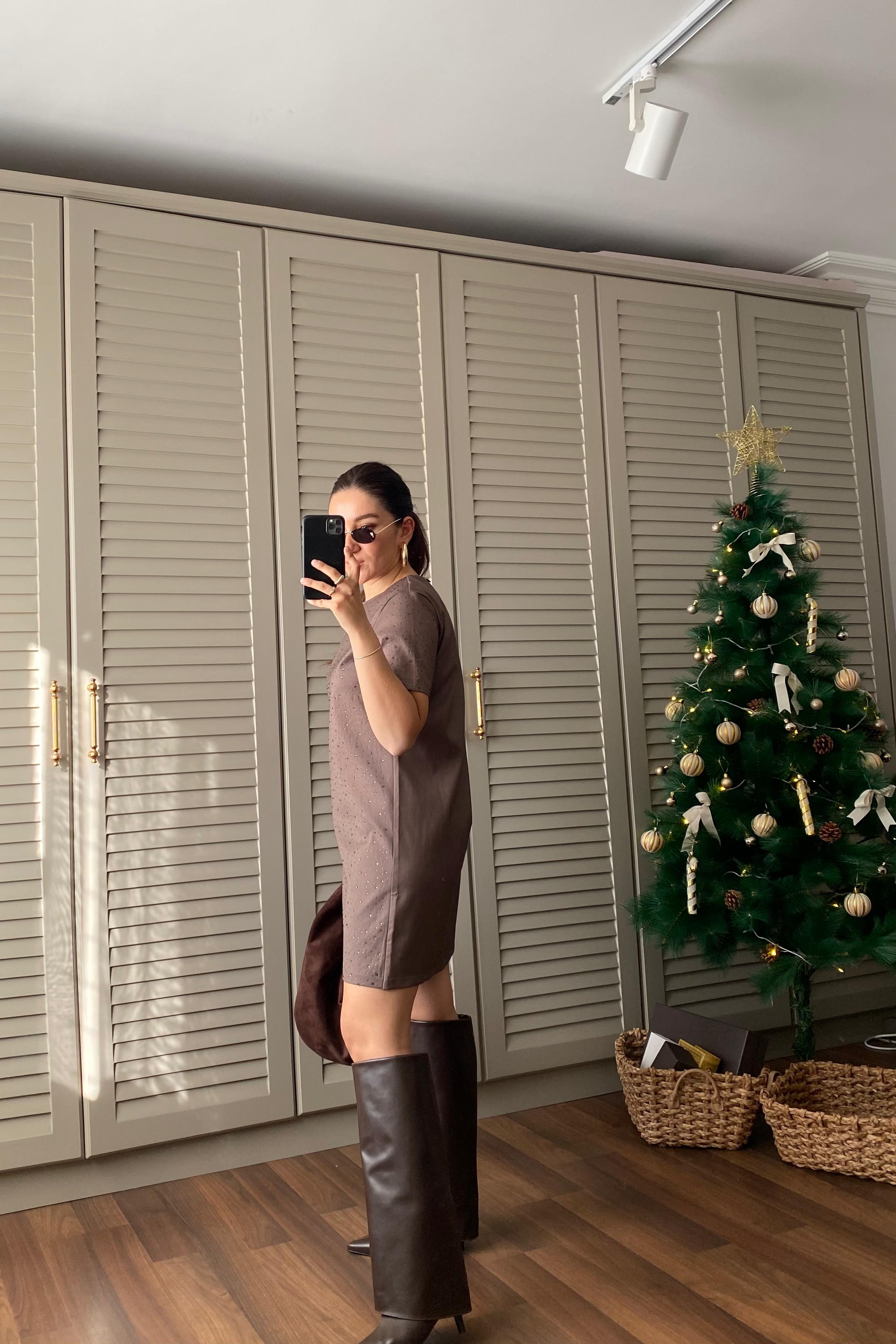 SERPME TAŞLI MİNİ ELBİSE/8174