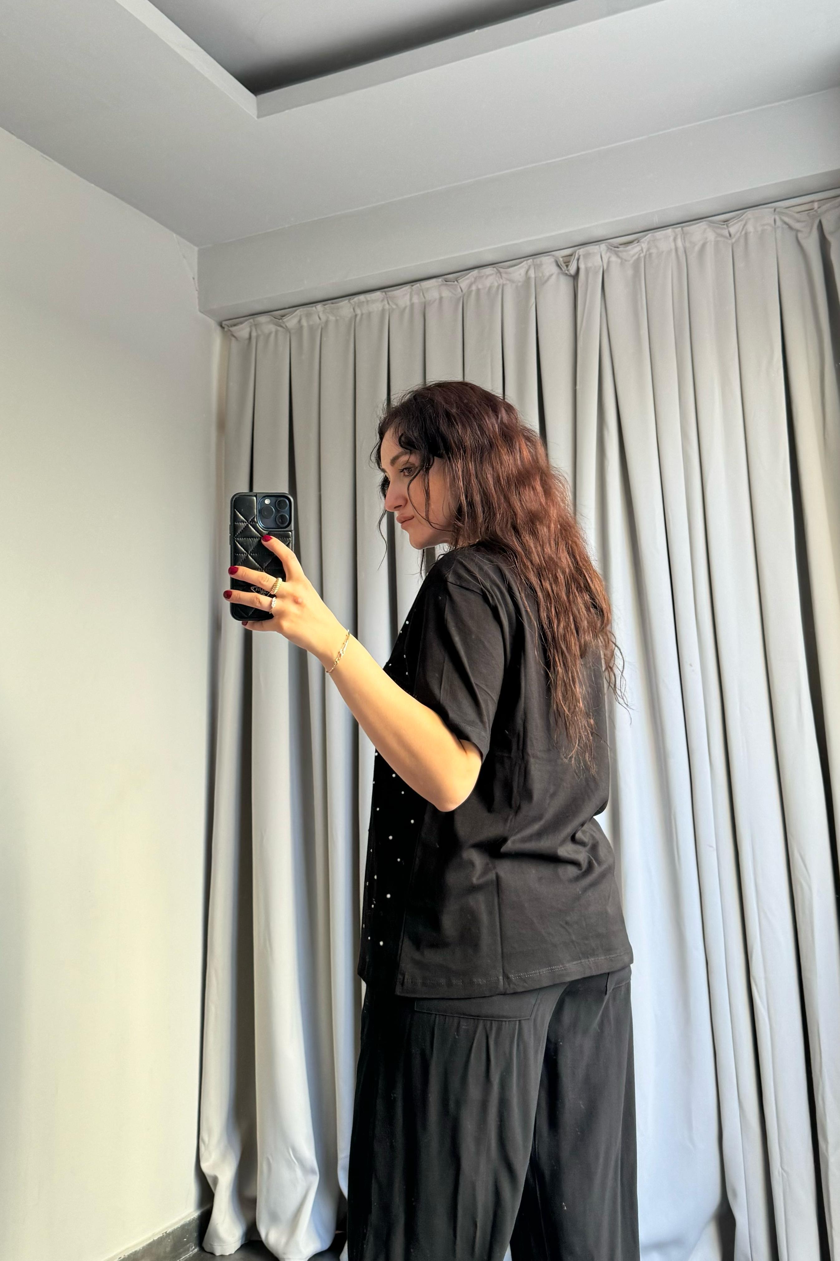SERPME TAŞLI NAKIŞLI MM T-SHİRT/4786