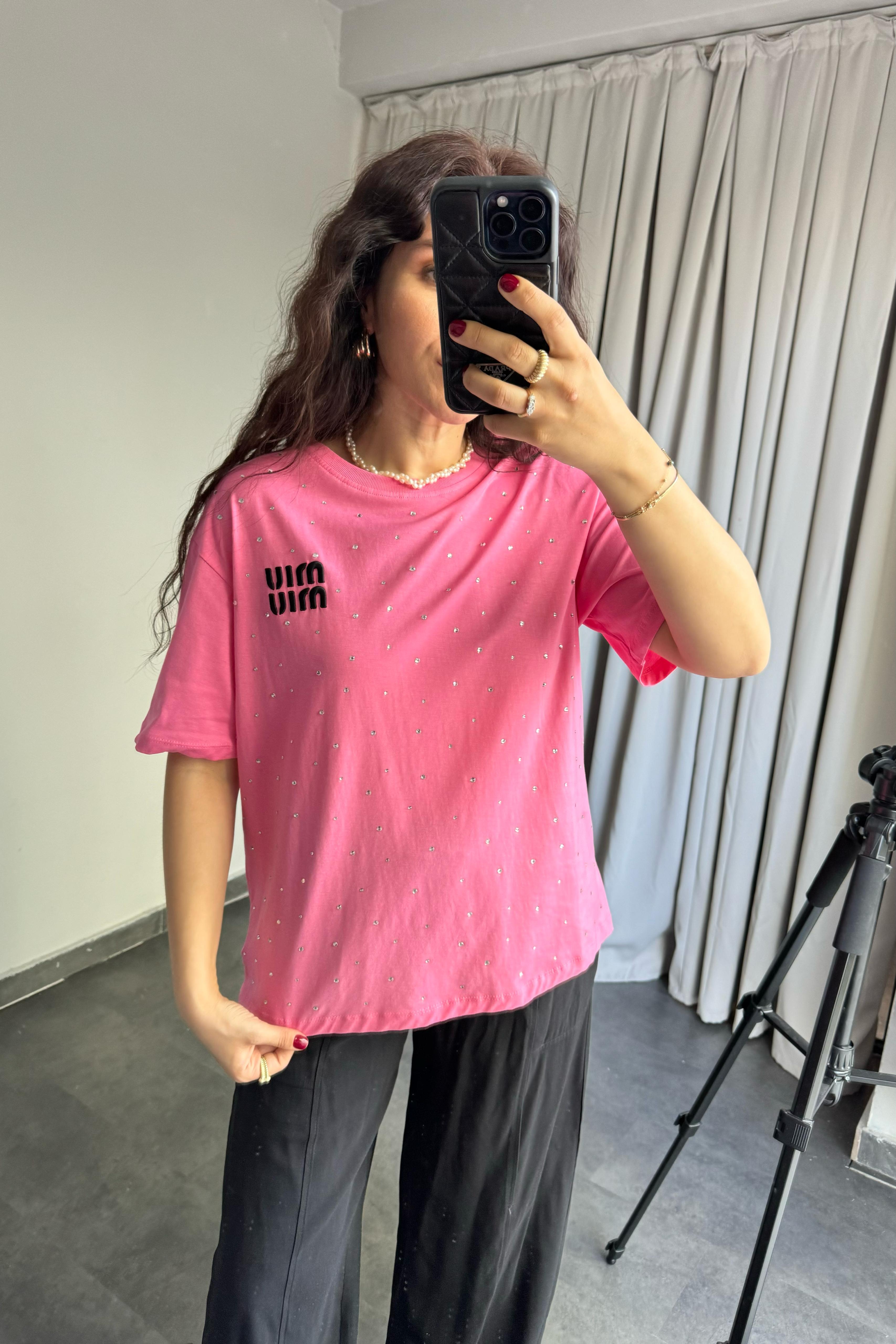 SERPME TAŞLI NAKIŞLI MM T-SHİRT/4786