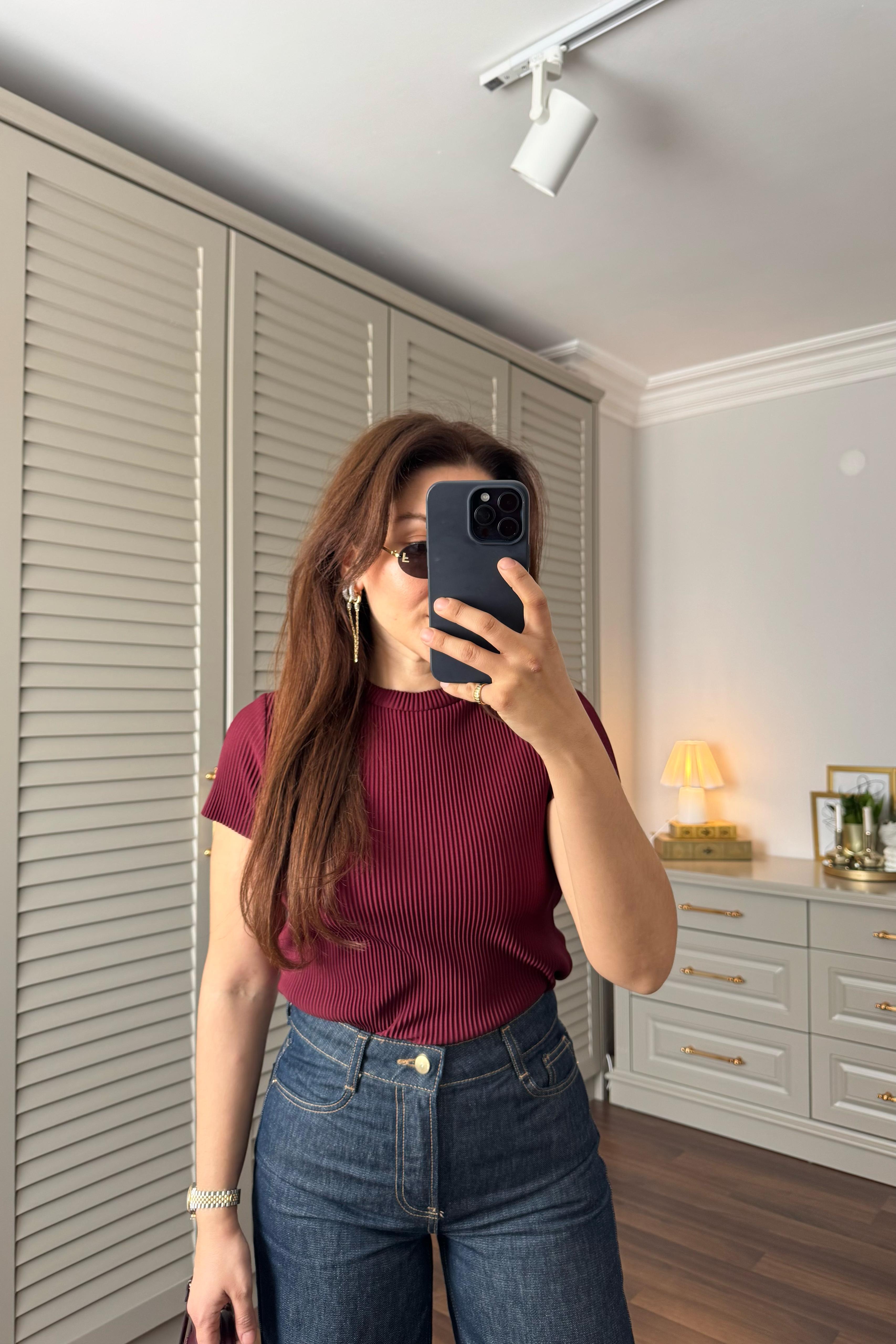 SIFIR YAKA PLİSELİ BLUZ/6231