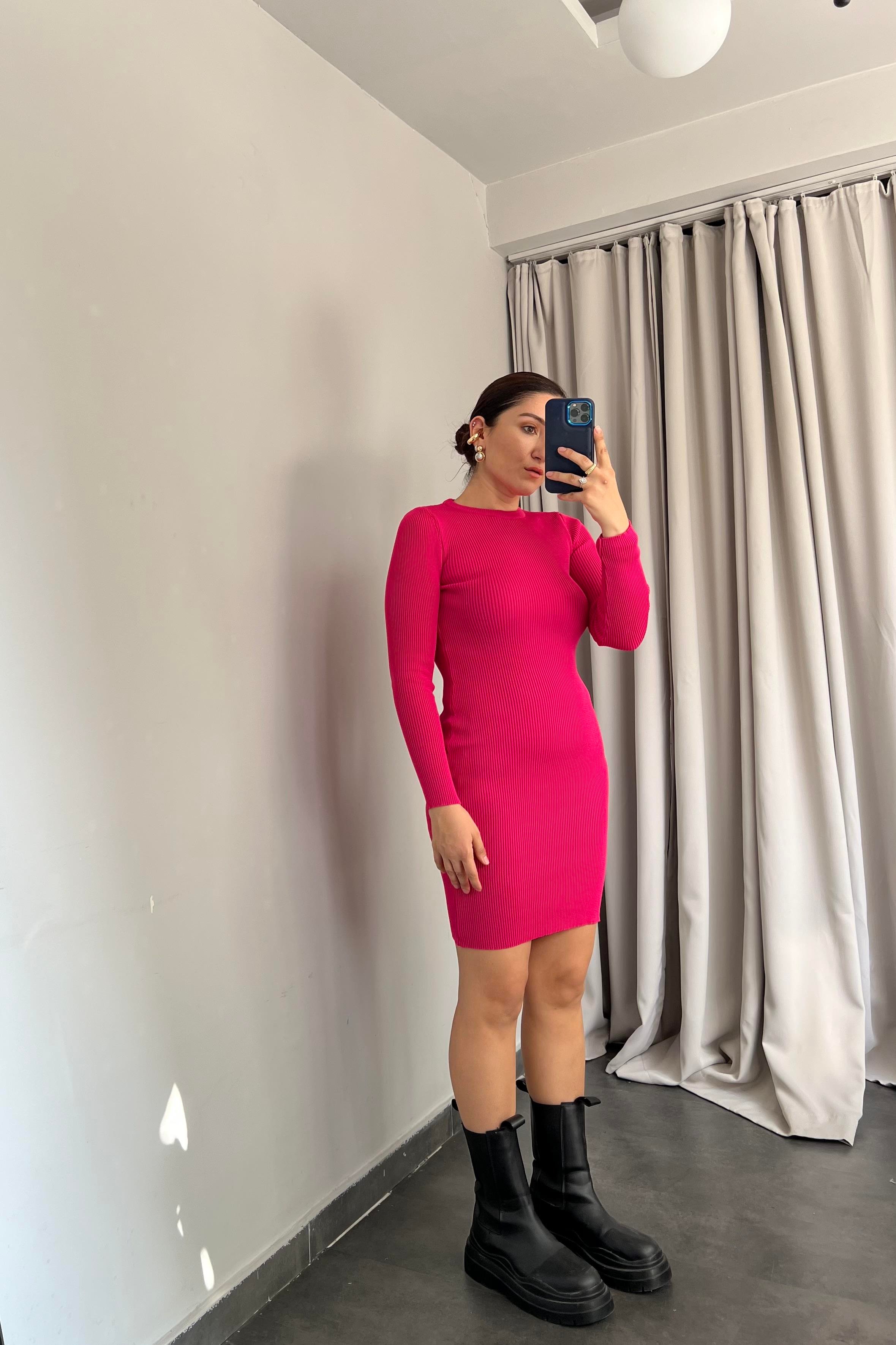 SIFIR YAKA TRİKO ELBİSE/720