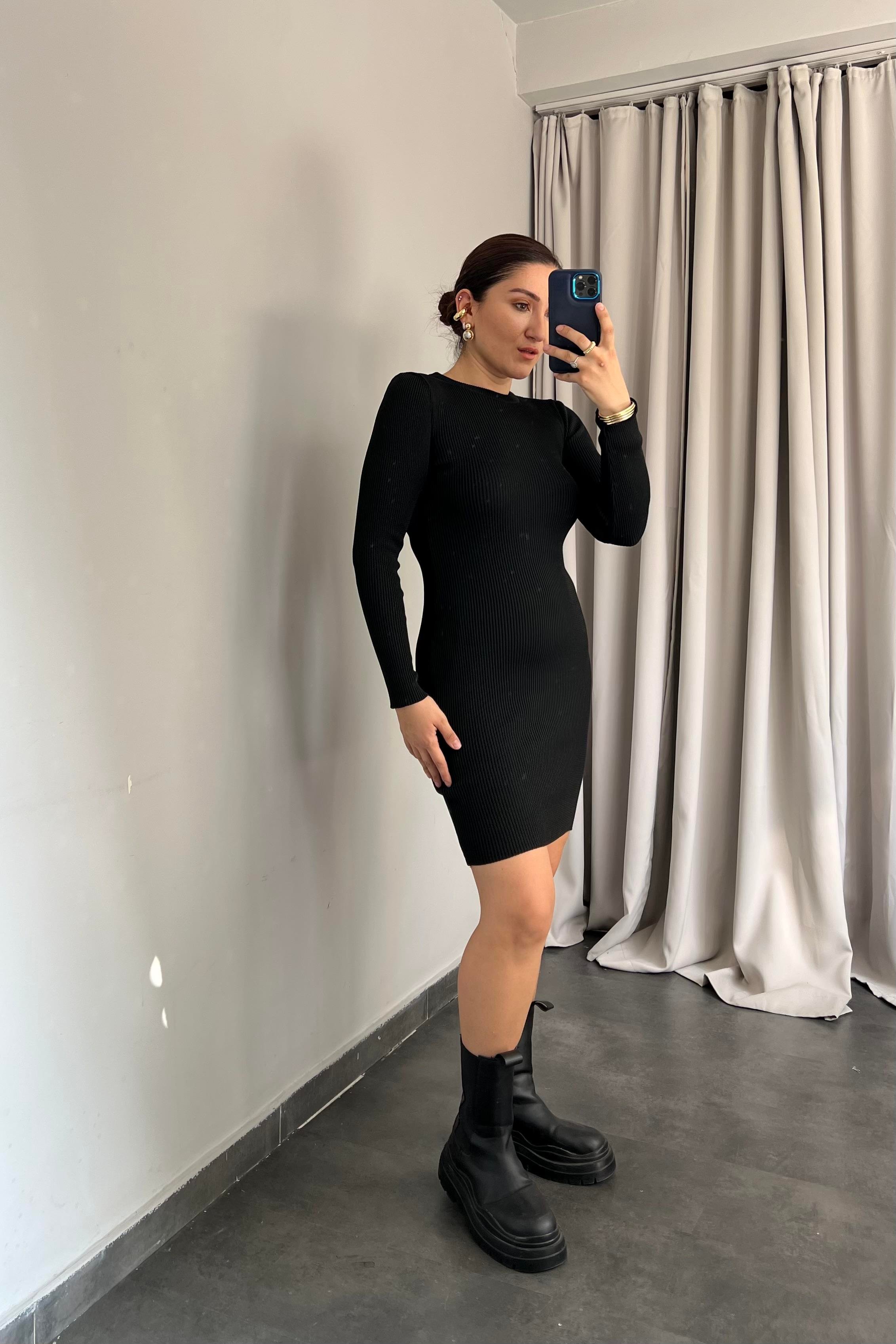 SIFIR YAKA TRİKO ELBİSE/720