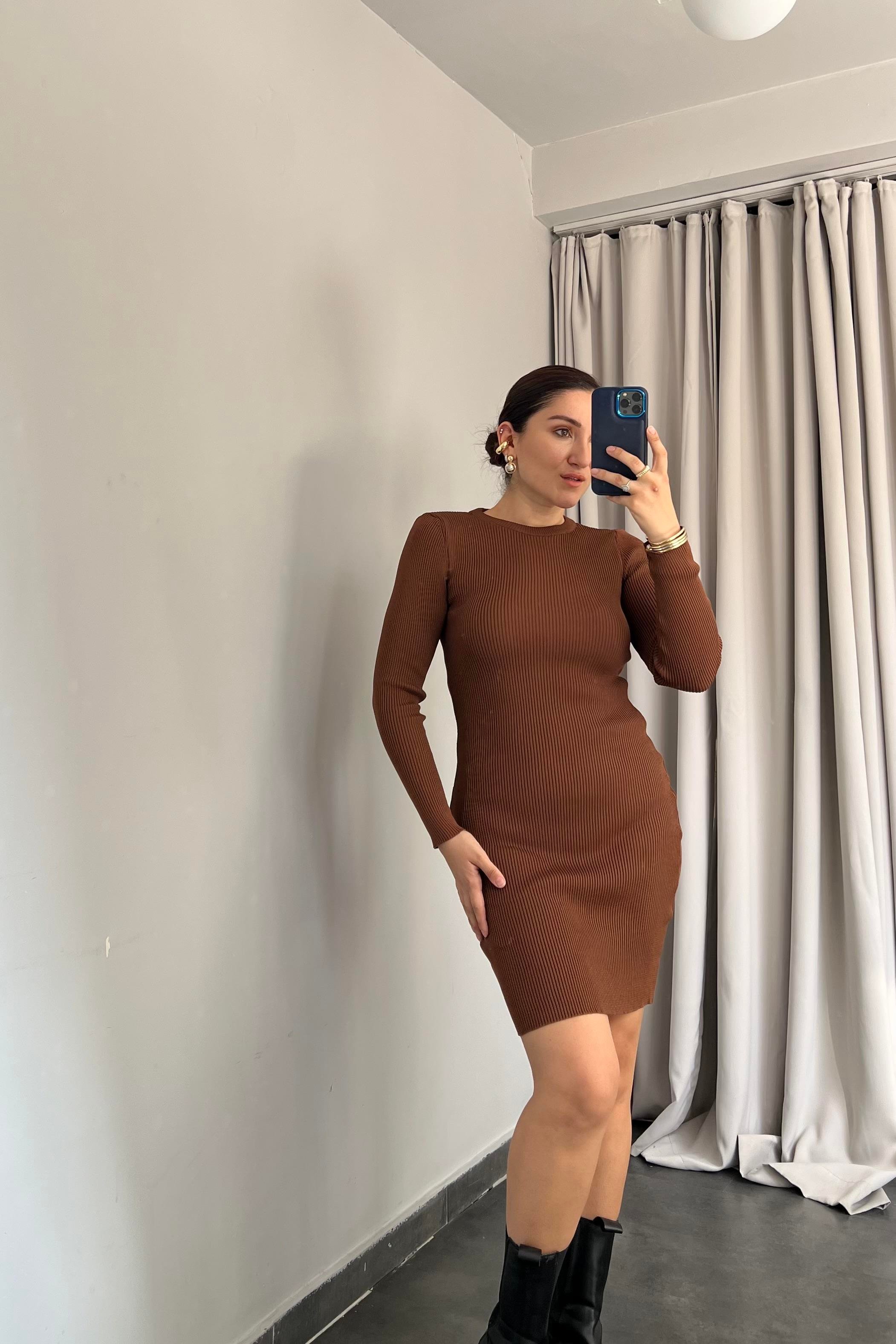 SIFIR YAKA TRİKO ELBİSE/720